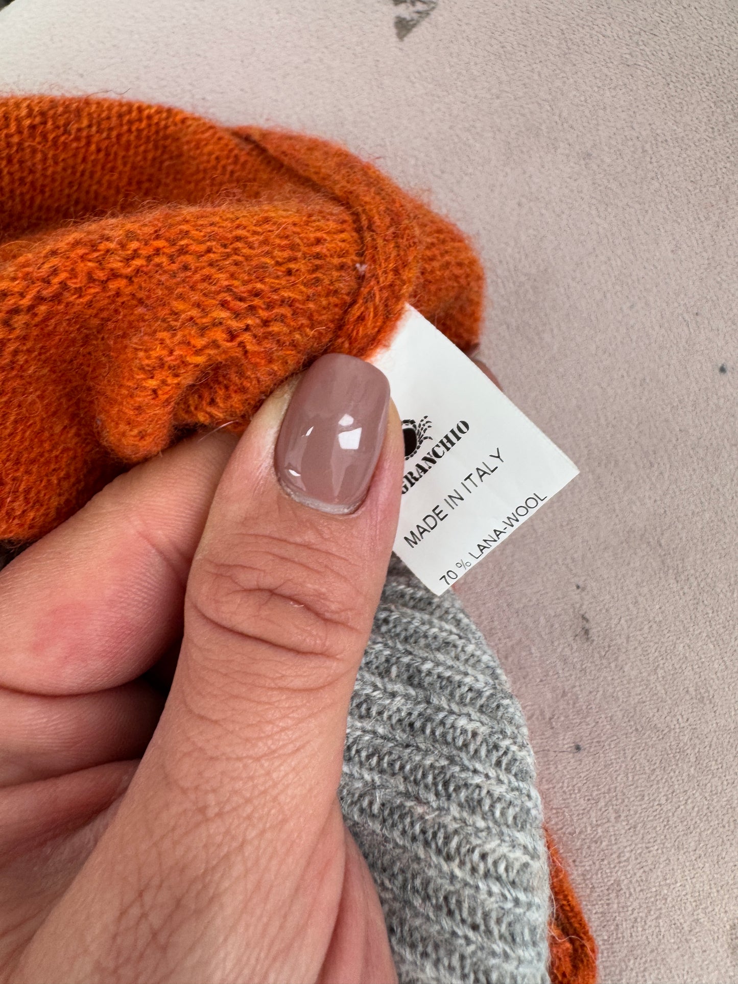 Maleta tall rust orange italiană 70% lana extrafina de gramaj mare