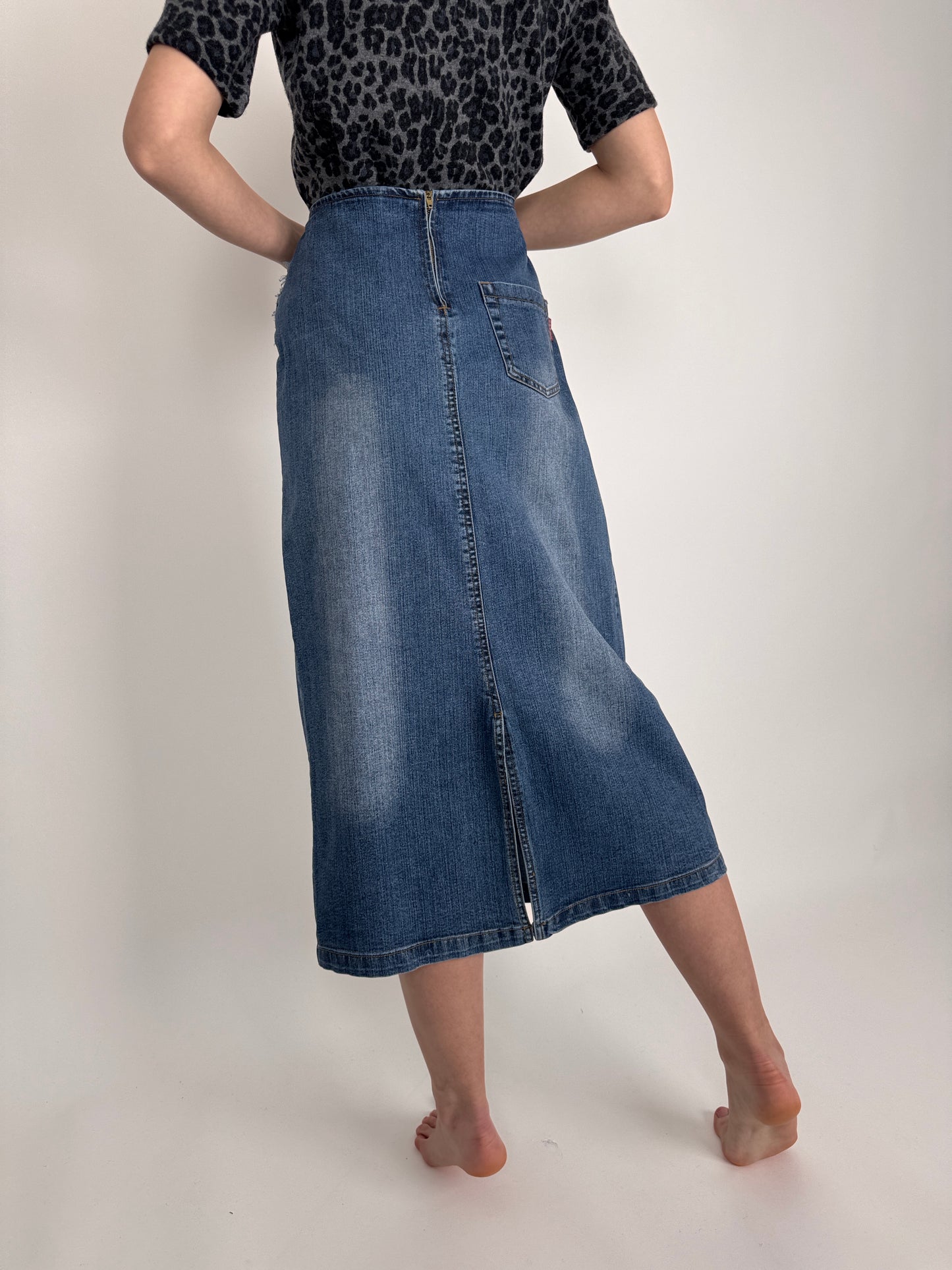 Fustă din jeans moale cu talie înaltă