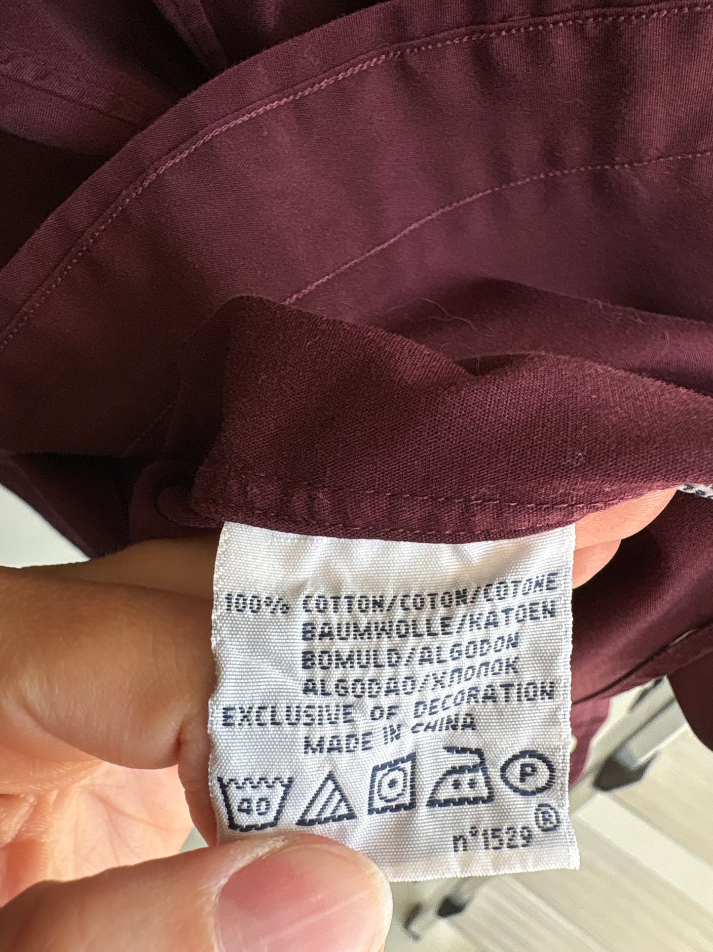 Cămașa Ralph Lauren burgundy în croi oversized din bumbac gros