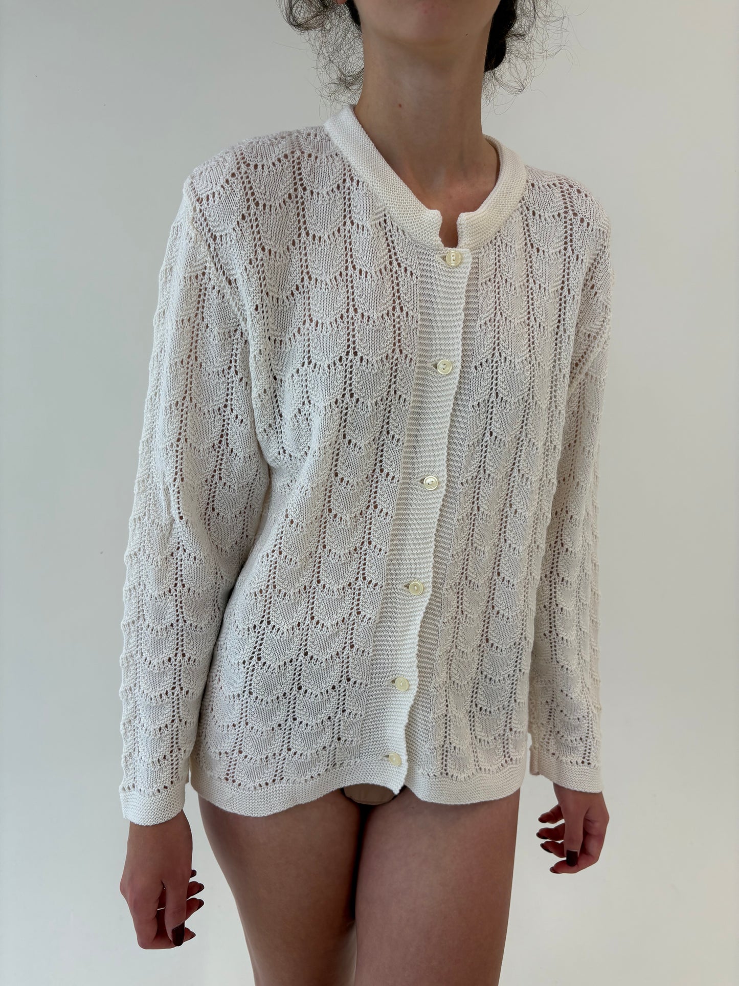 Cardigan vintage italian dantelat din lana extrafina
