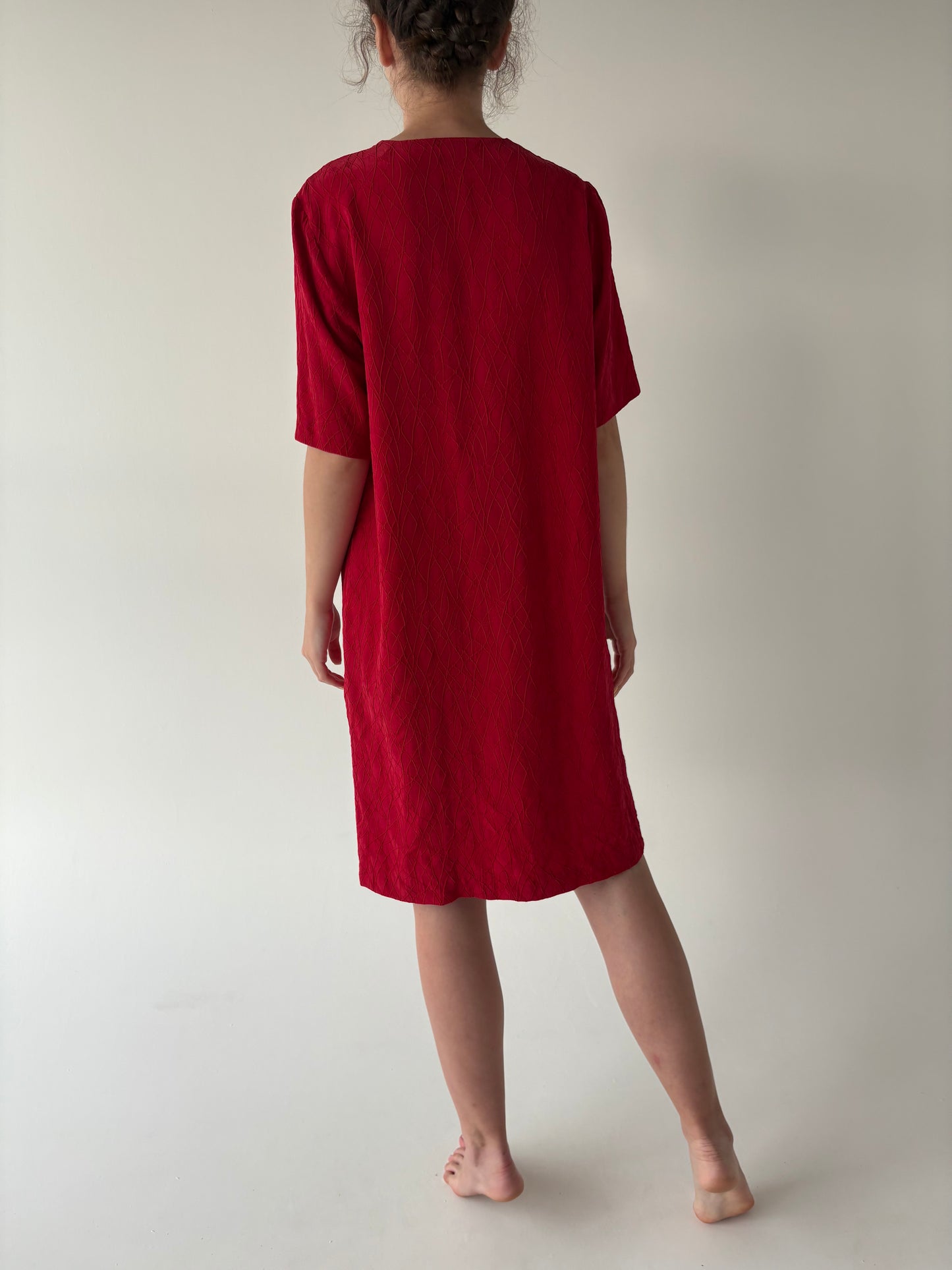 Rochie vintage cherry red texturată