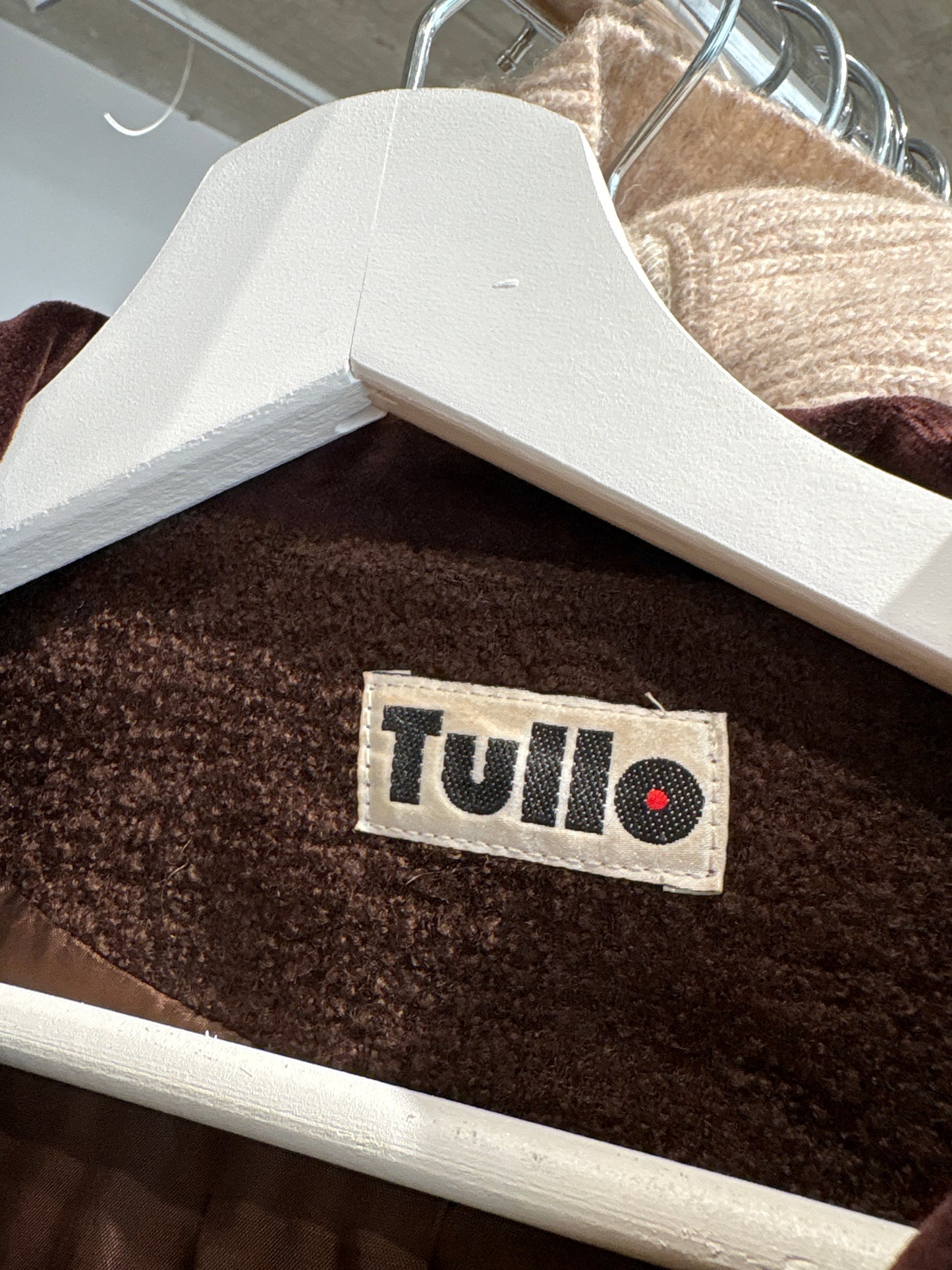 Rochie Old vintage anii 60 tip coat din boucle de lana chocolate brown