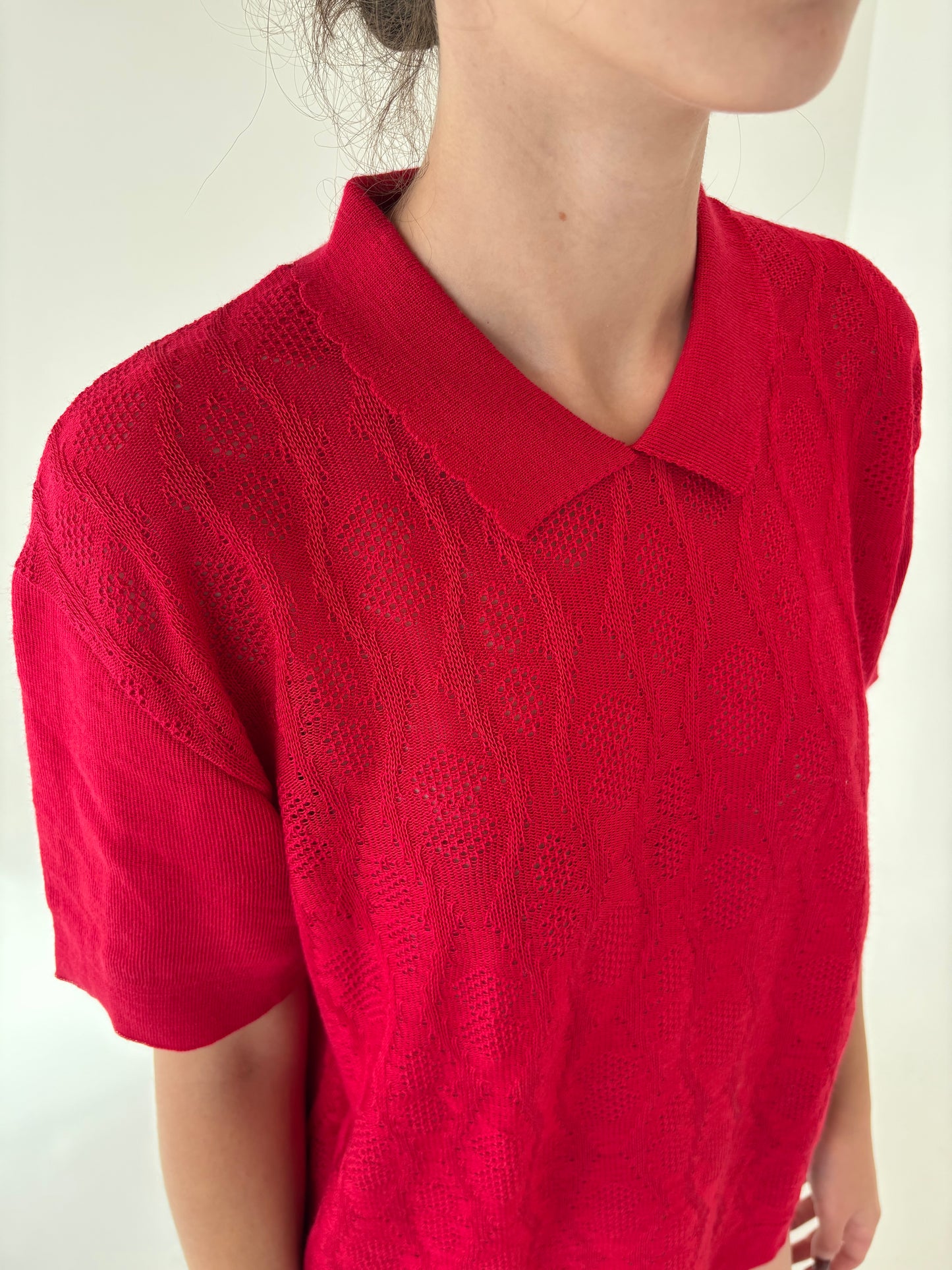 Top vintage polo roșu superb din jerse