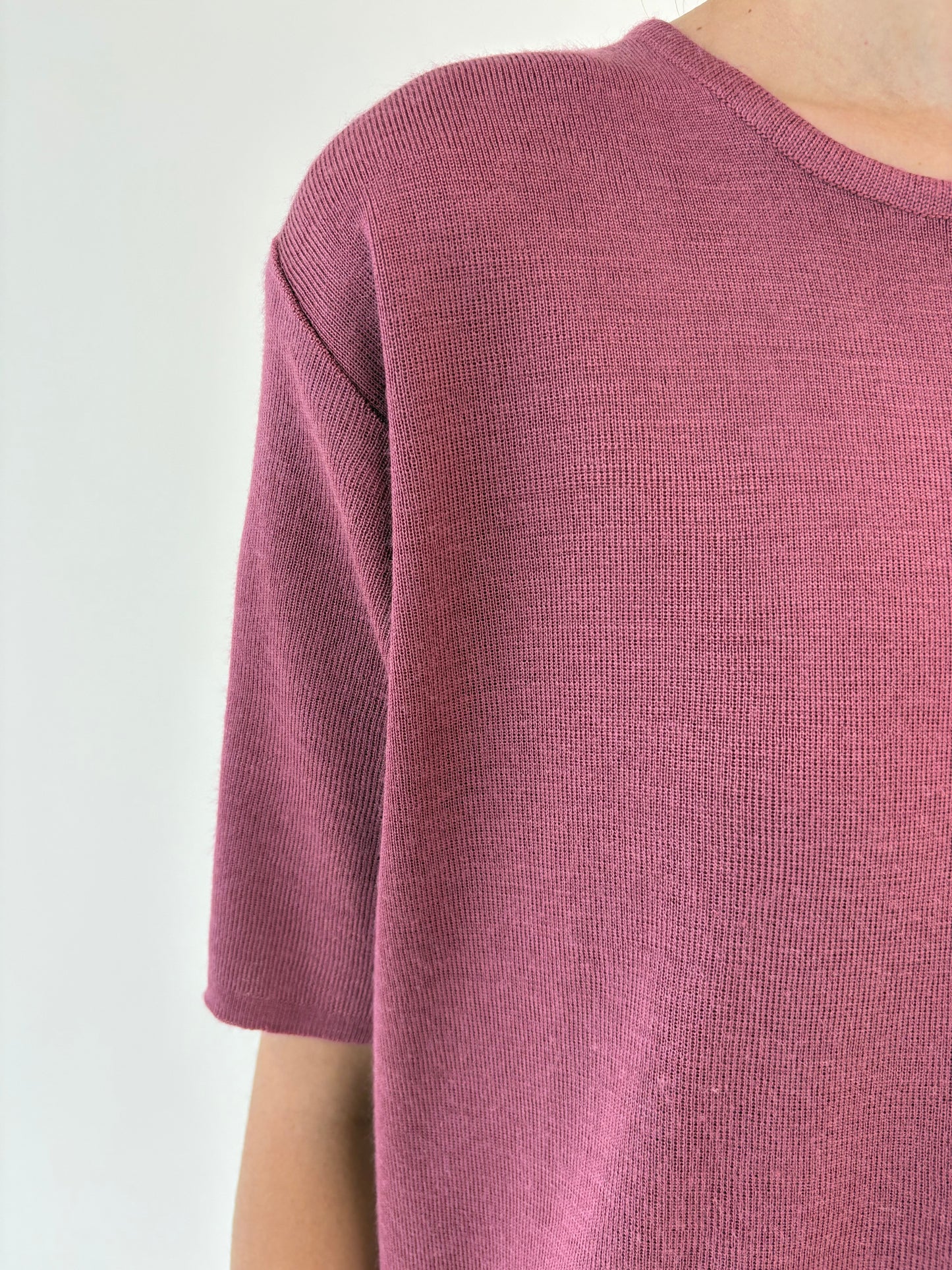 Top rosebud pink din lana merino extrafina de gramaj mare