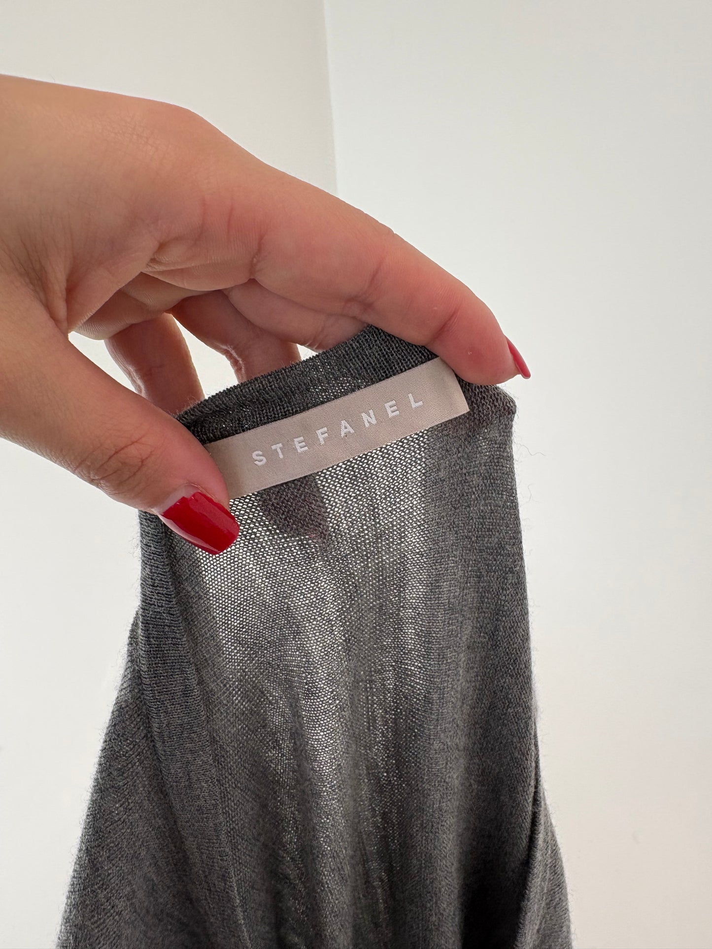 Pulover lung tip capa Stefanel din lana merino extrafina