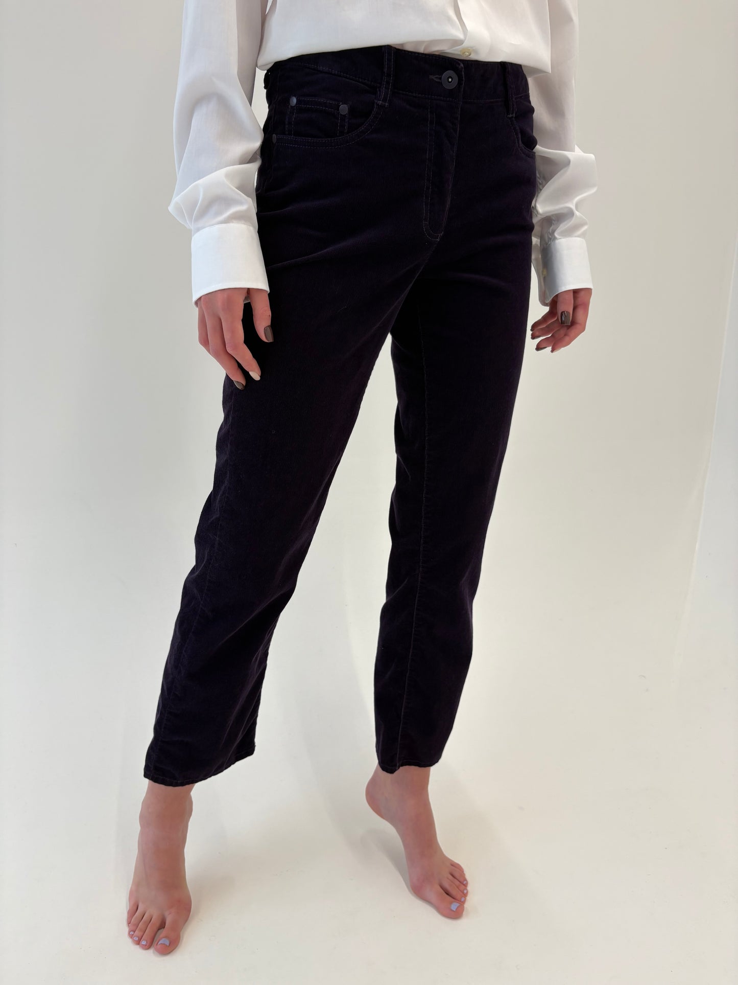 Pantaloni dark aubergine din catifea penelul modelatoare