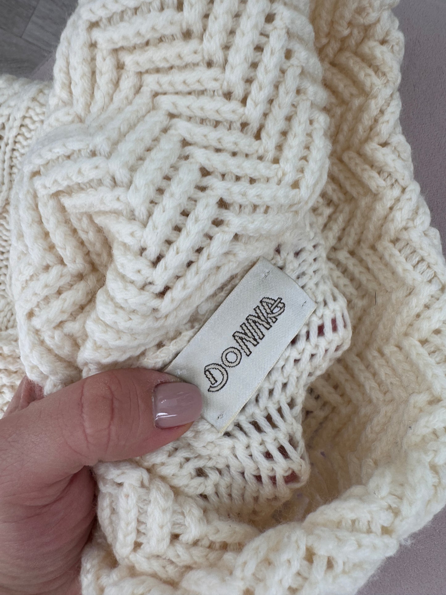 Maleta texturată de gramaj mare linen nude din lana extrafina