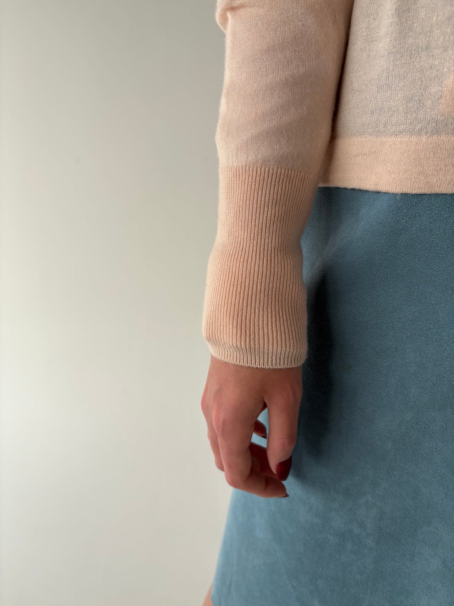 Cardigan powder Pink din mix de cașmir