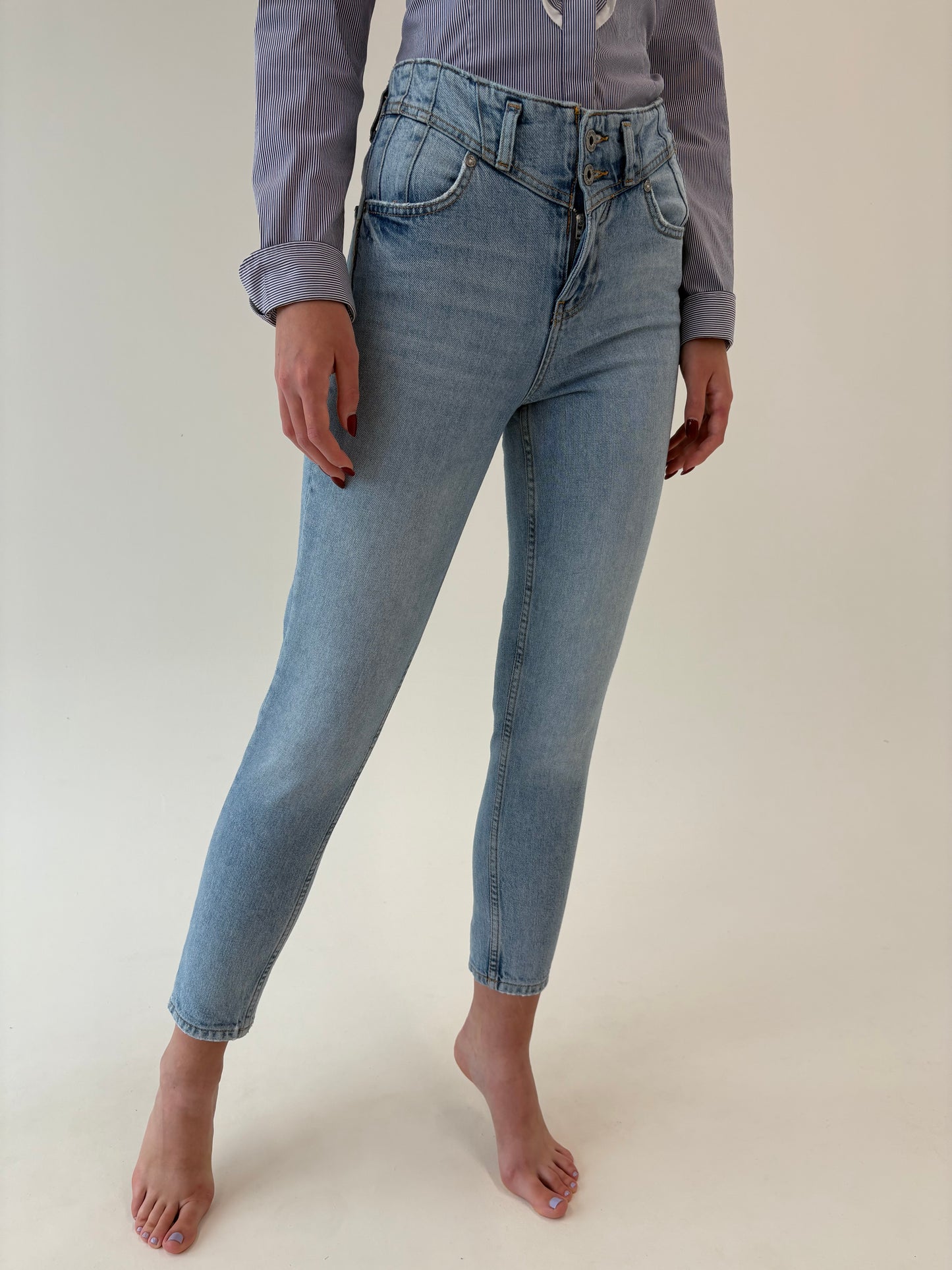 Jeans vintage petite uitra modelator cu talie înaltă de brand premium Liu&Jo