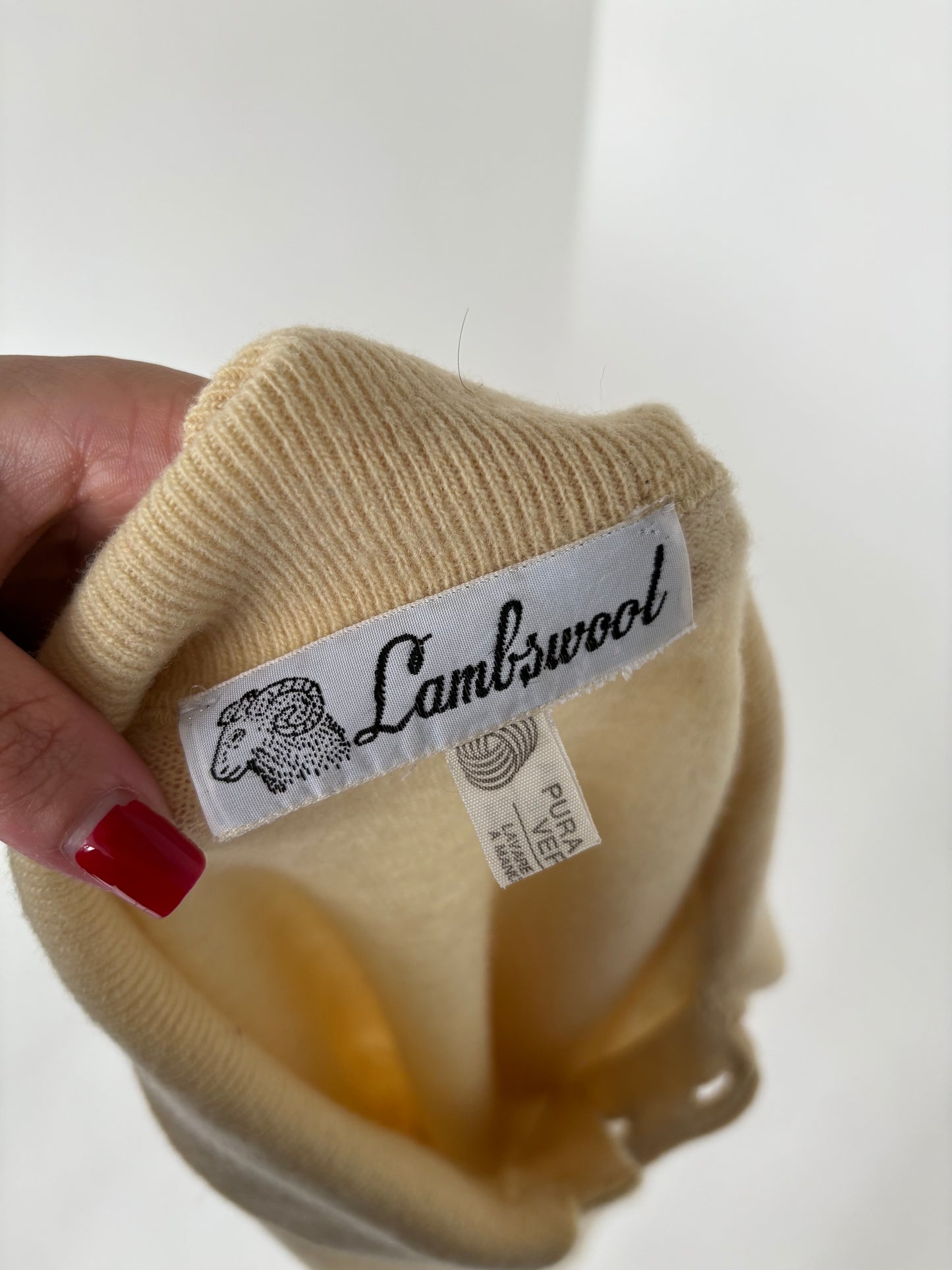 Pulover vintage polo butter yellow din lana extrafina pura virgină certificată