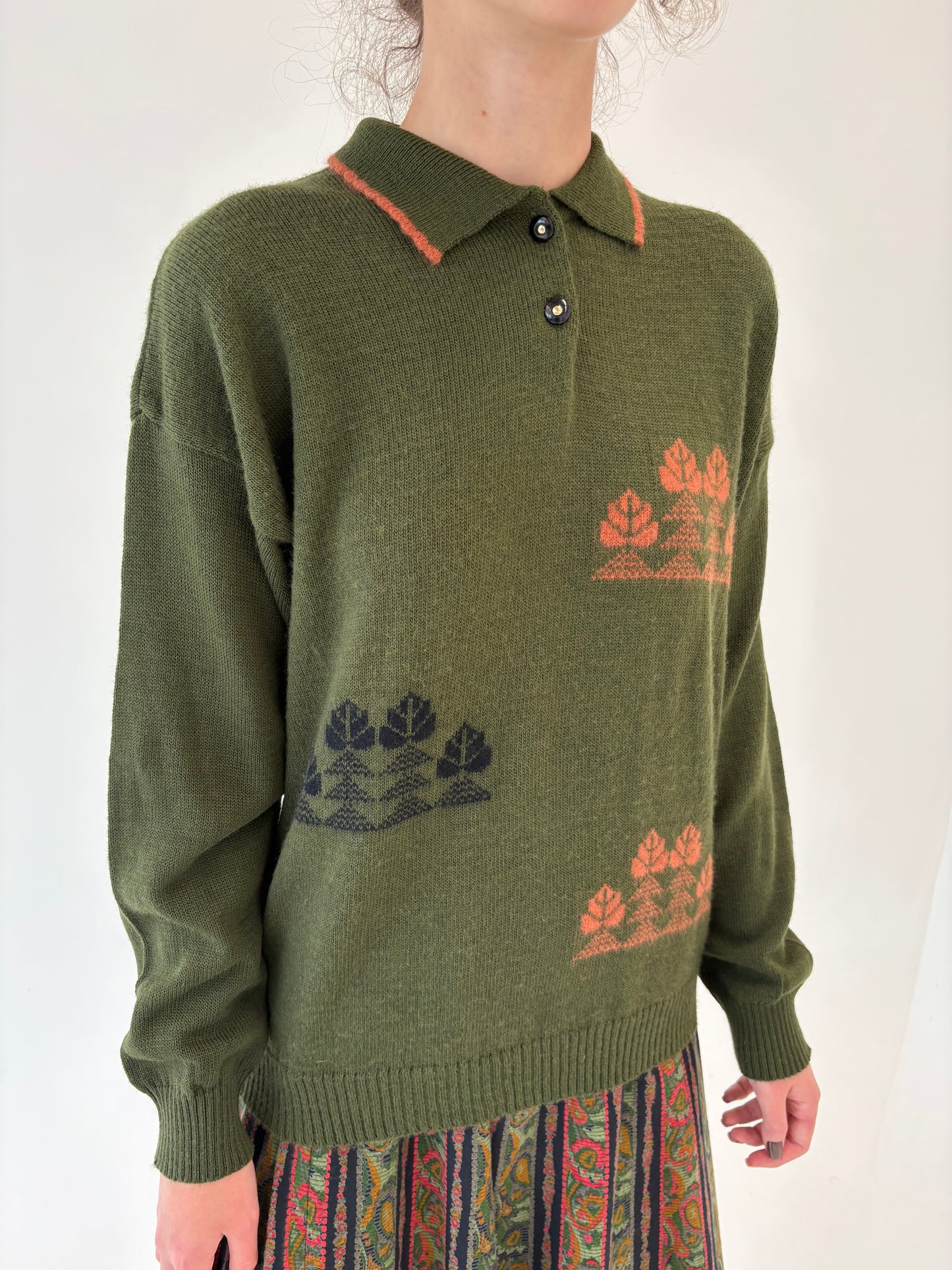 Pulover vintage polo italian din lana extrafina de gramaj mare