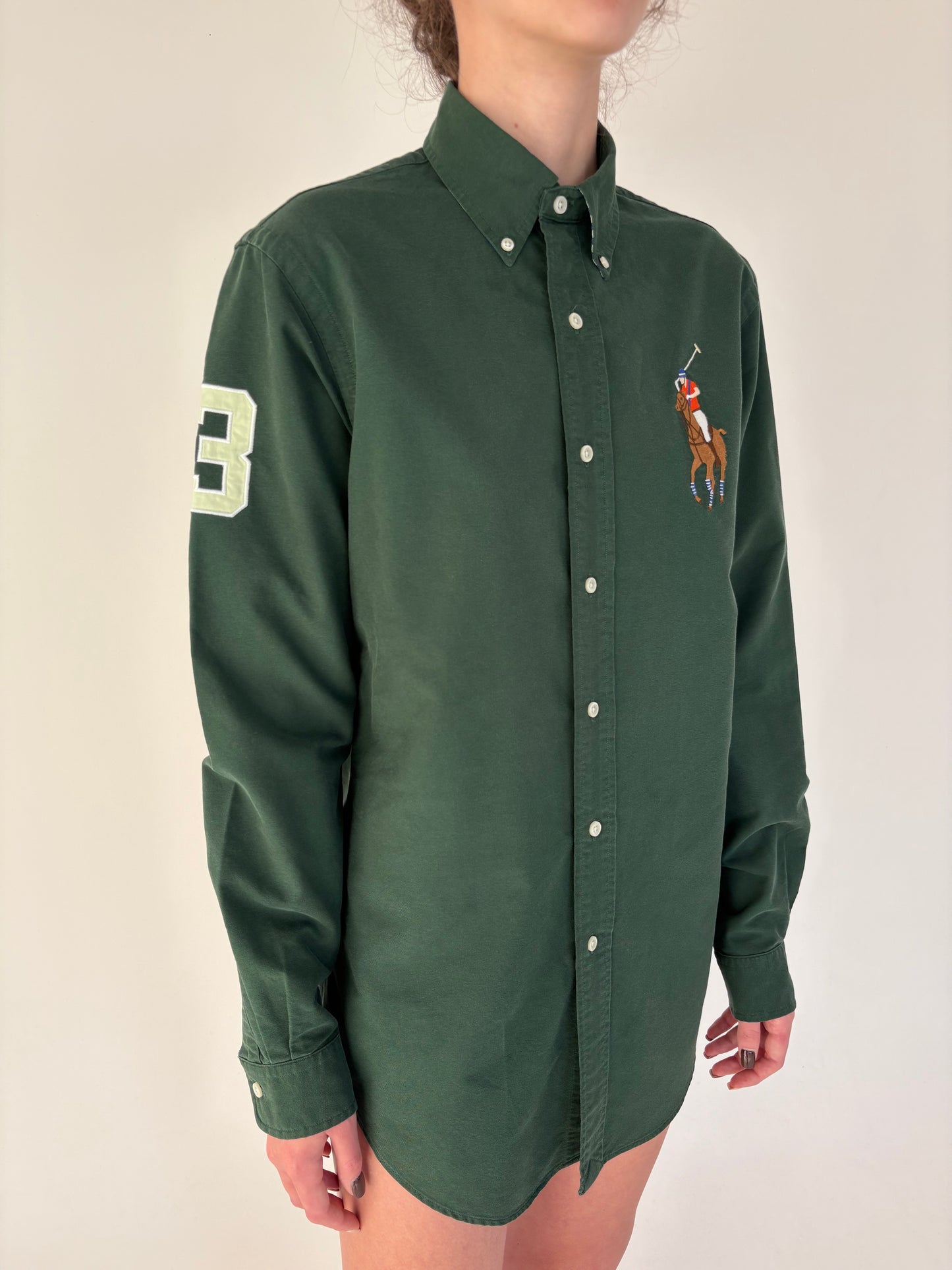 Cămașa sport Ralph Lauren din poplin gros de bumbac forest green