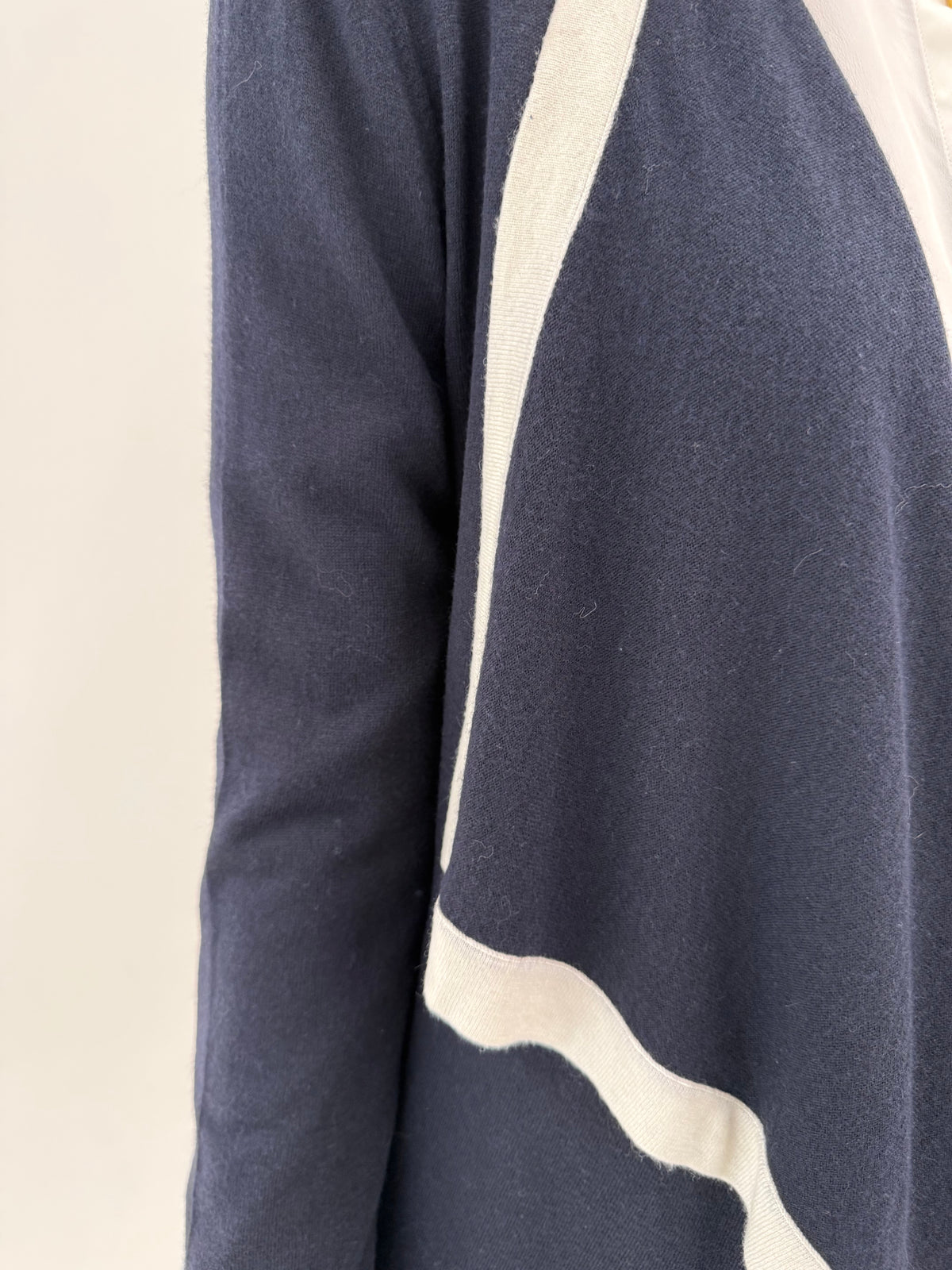 Cardigan lung Armani tall Navy blue din lana extrafina în croi drapat