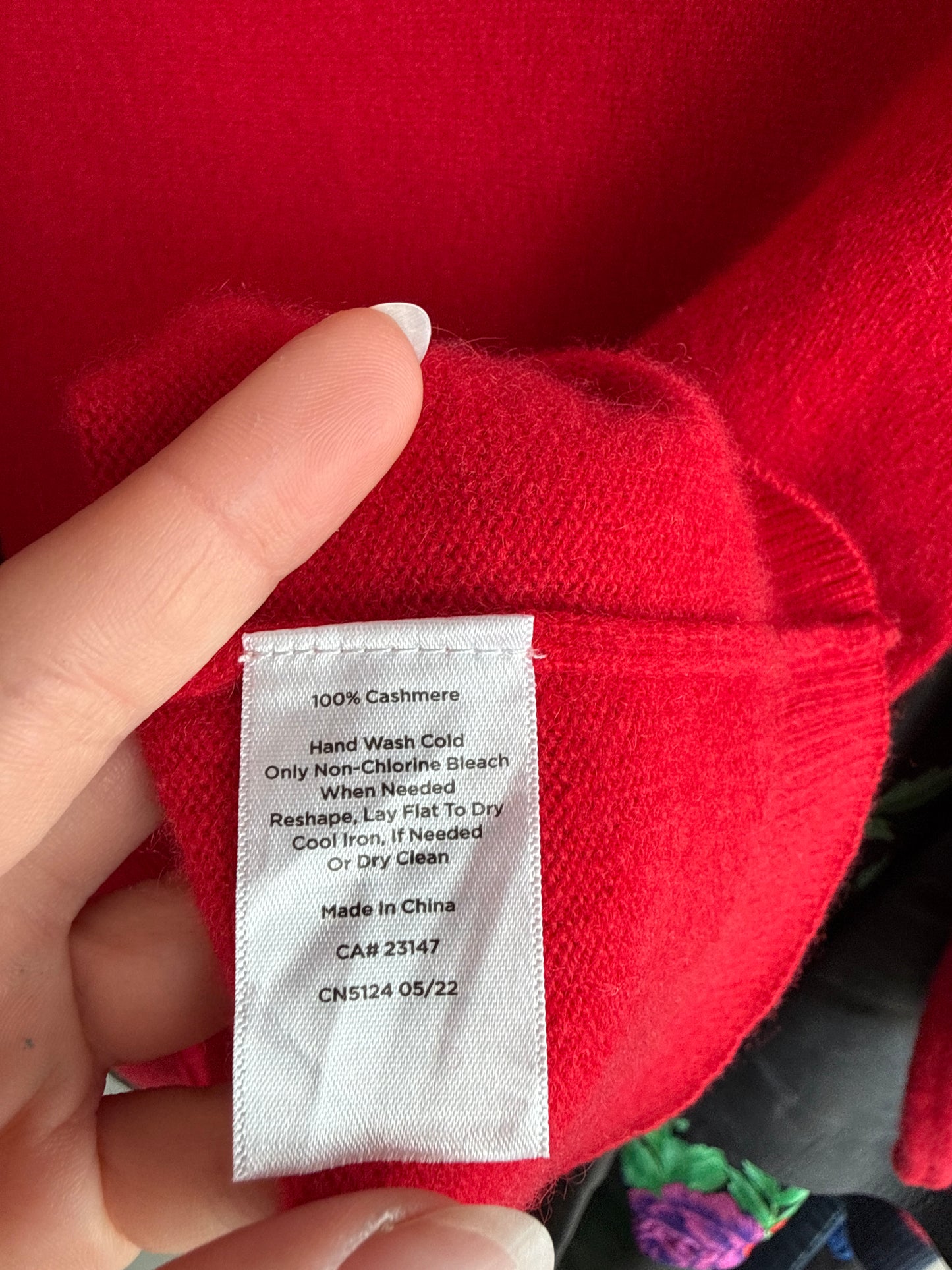 Puloveras roșu tare din cașmir cu mânecă 3/4 crew neck