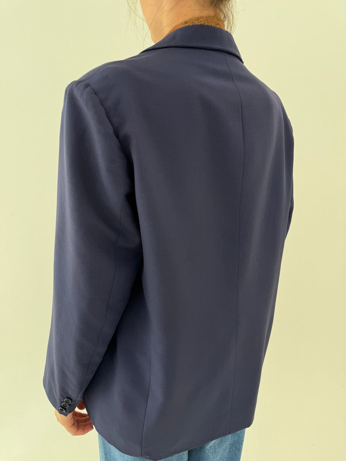Sacou vintage italian Navy blue în croi actual din lana extrafina tall
