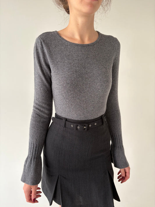 Pulover exceptional tall cu mâneci evazate din lana merino extrafina multiply