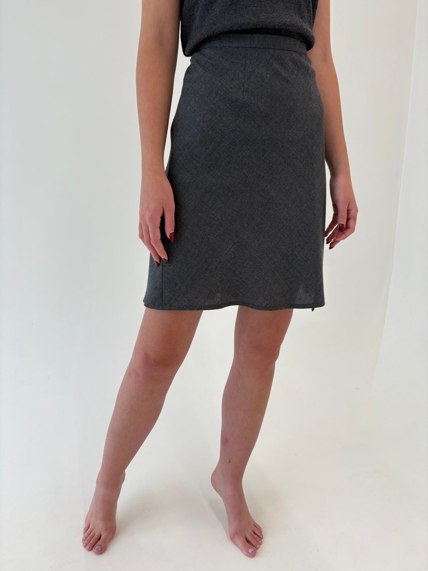 Fustă italiană din lana extrafina în bie cu talie ultra înaltă marcată