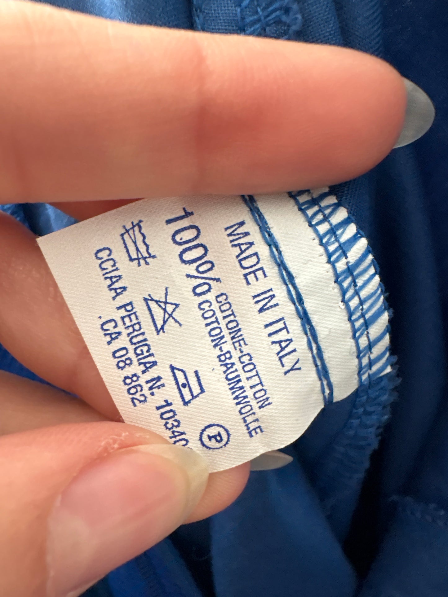 Pantaloni tall albastru ciel din bumbac satinat noi cu solduri ample drapate