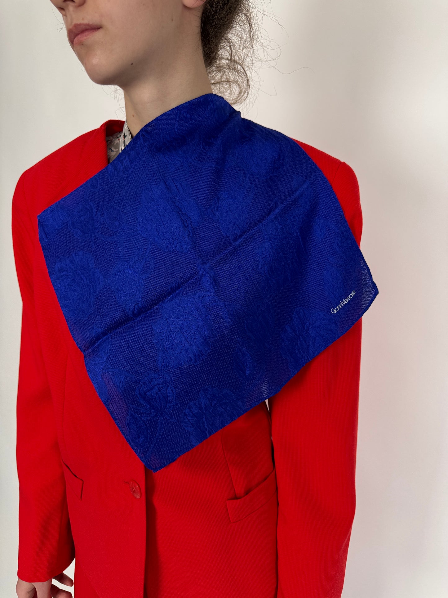 Eșarfă vintage Versace albastru regal