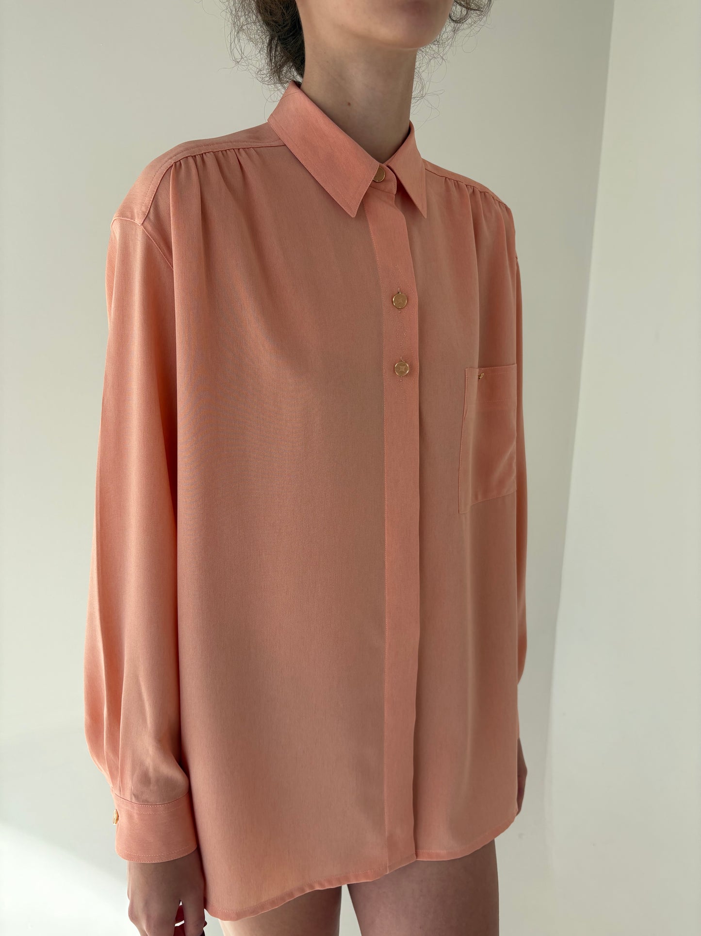 Cămașa vintage premium Delmod salmon orange