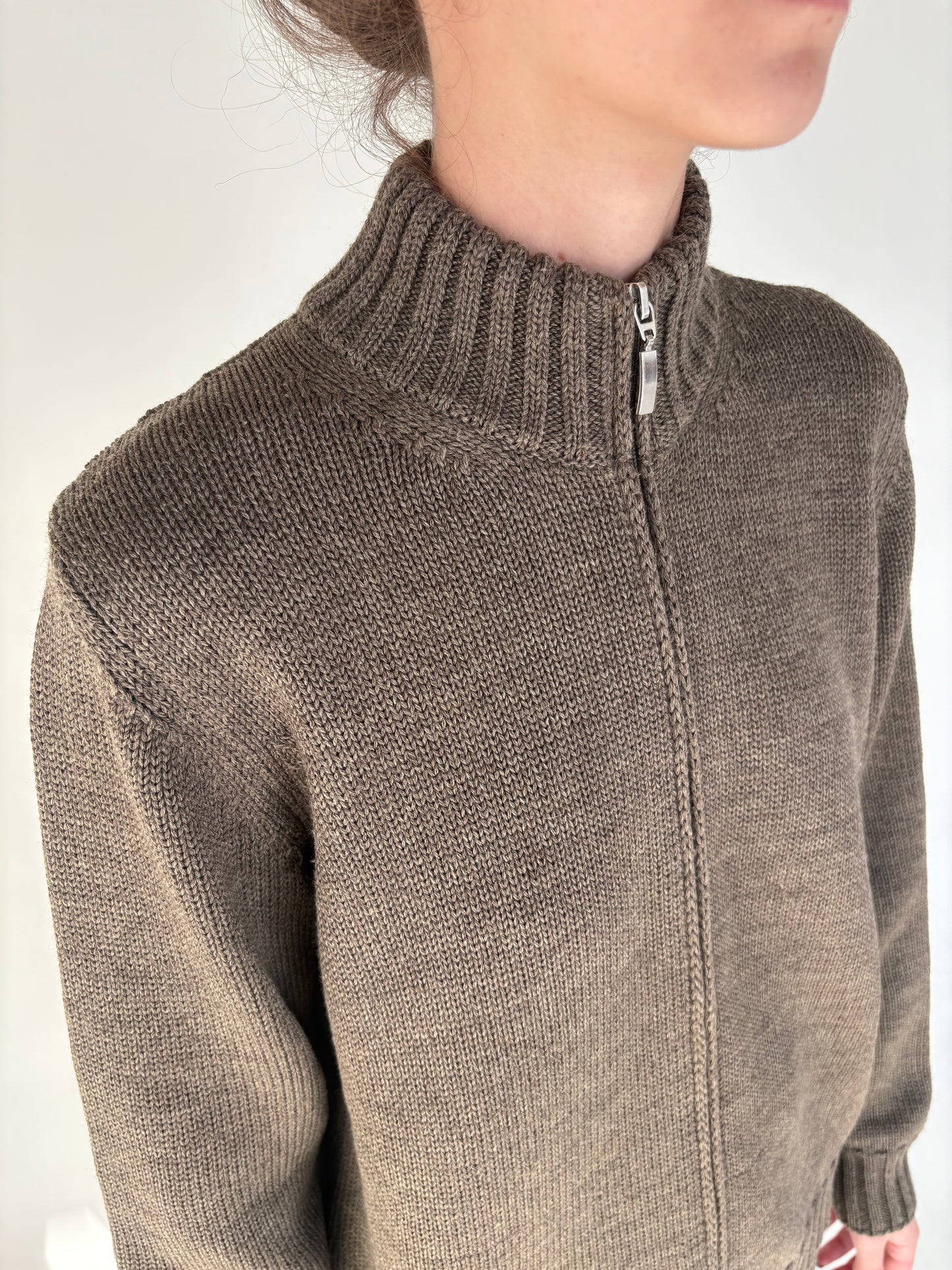 Maleta italiană super premium taupe groasă 80% lana de gramaj super mare
