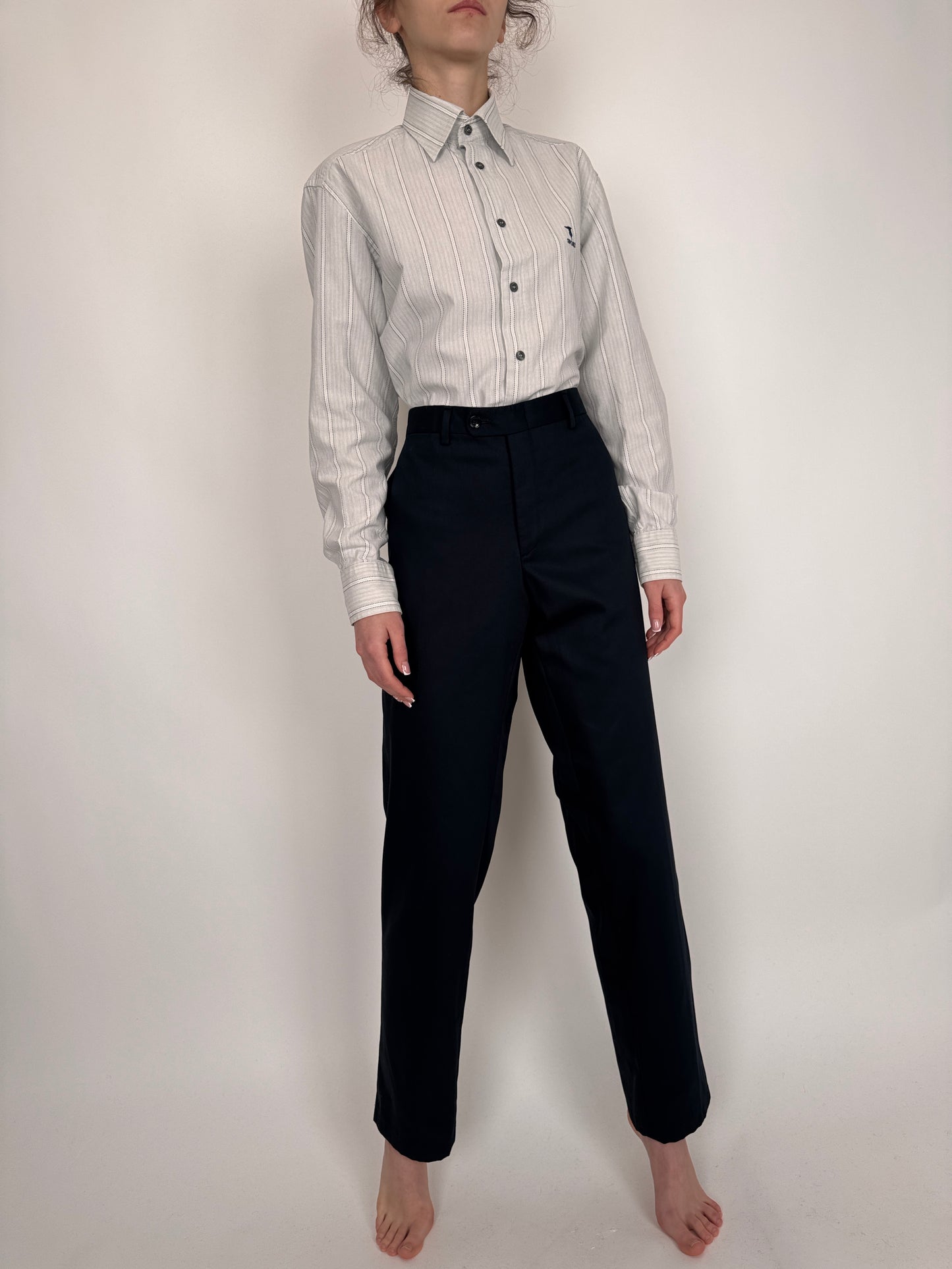 Pantaloni dark Navy tall din lanita de primăvară