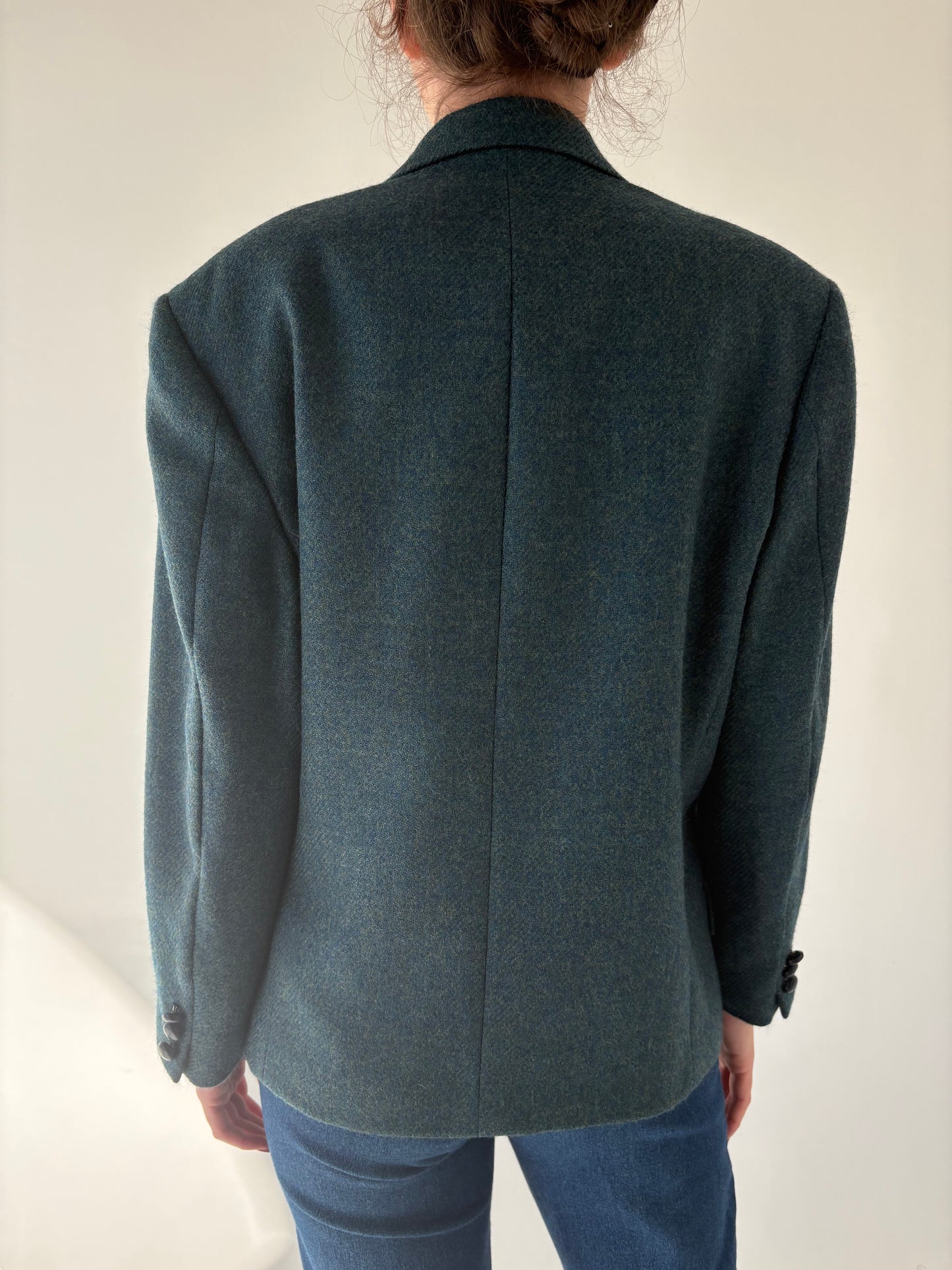 Sacou vintage italian petite din tweed de lana pura virgină certificată