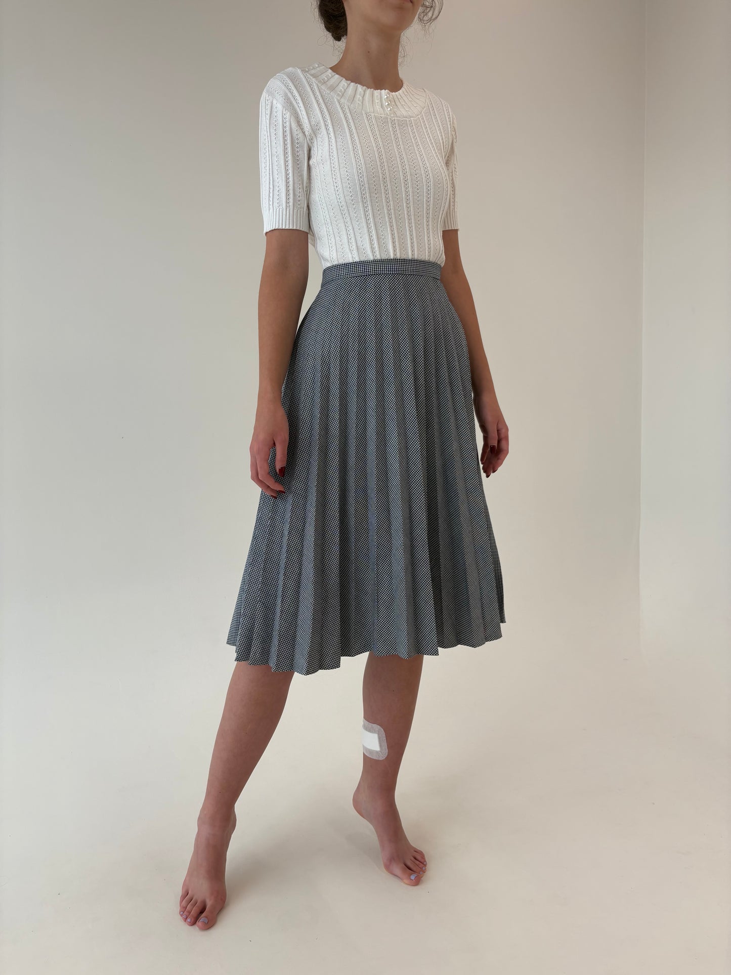 Top vintage din jerse texturat din mix de lana extrafina