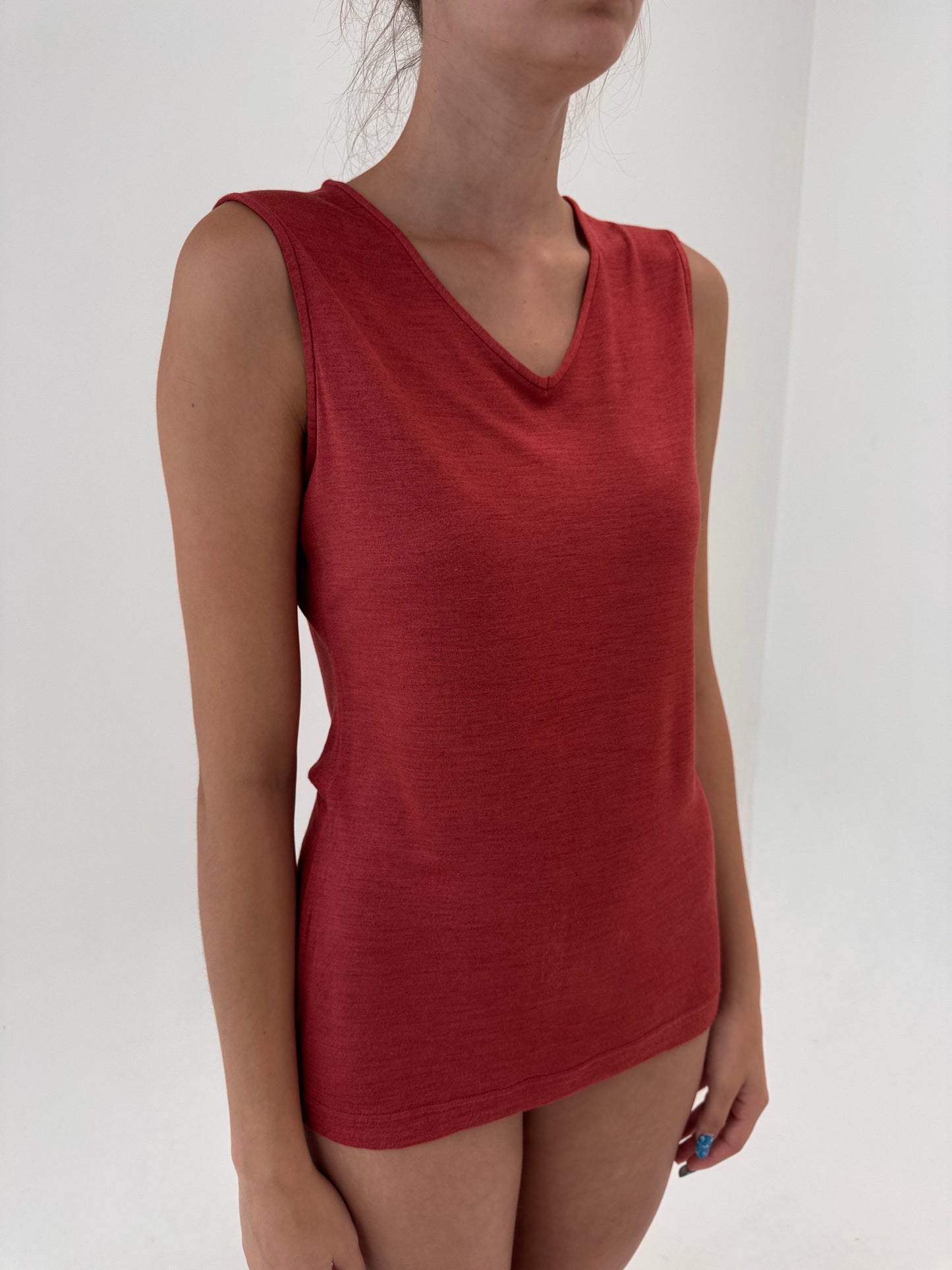 Top Max Mara terracota red din jerse de alpaka și vascoza all season