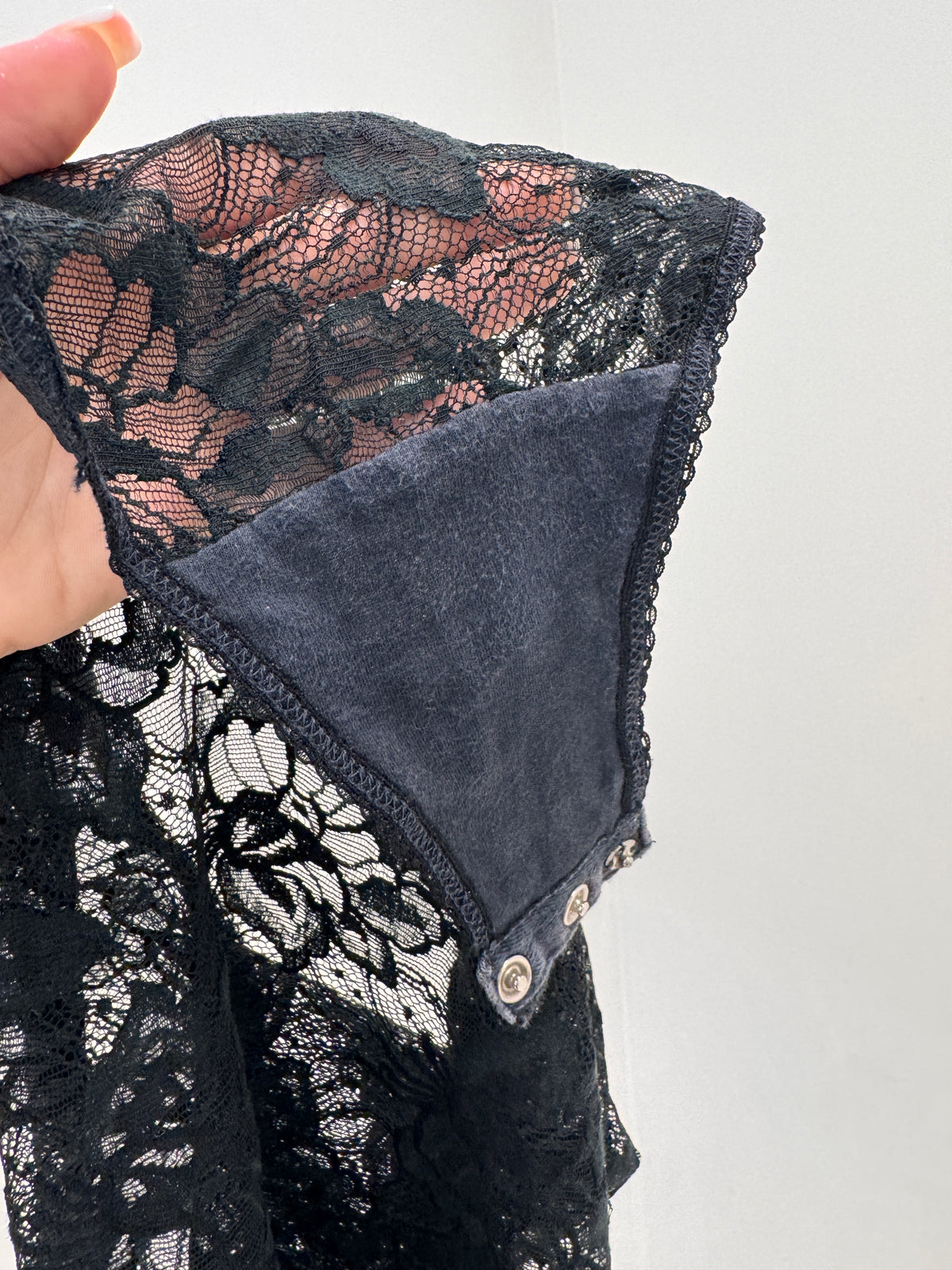Body vintage negru din dantelă și mesh fin