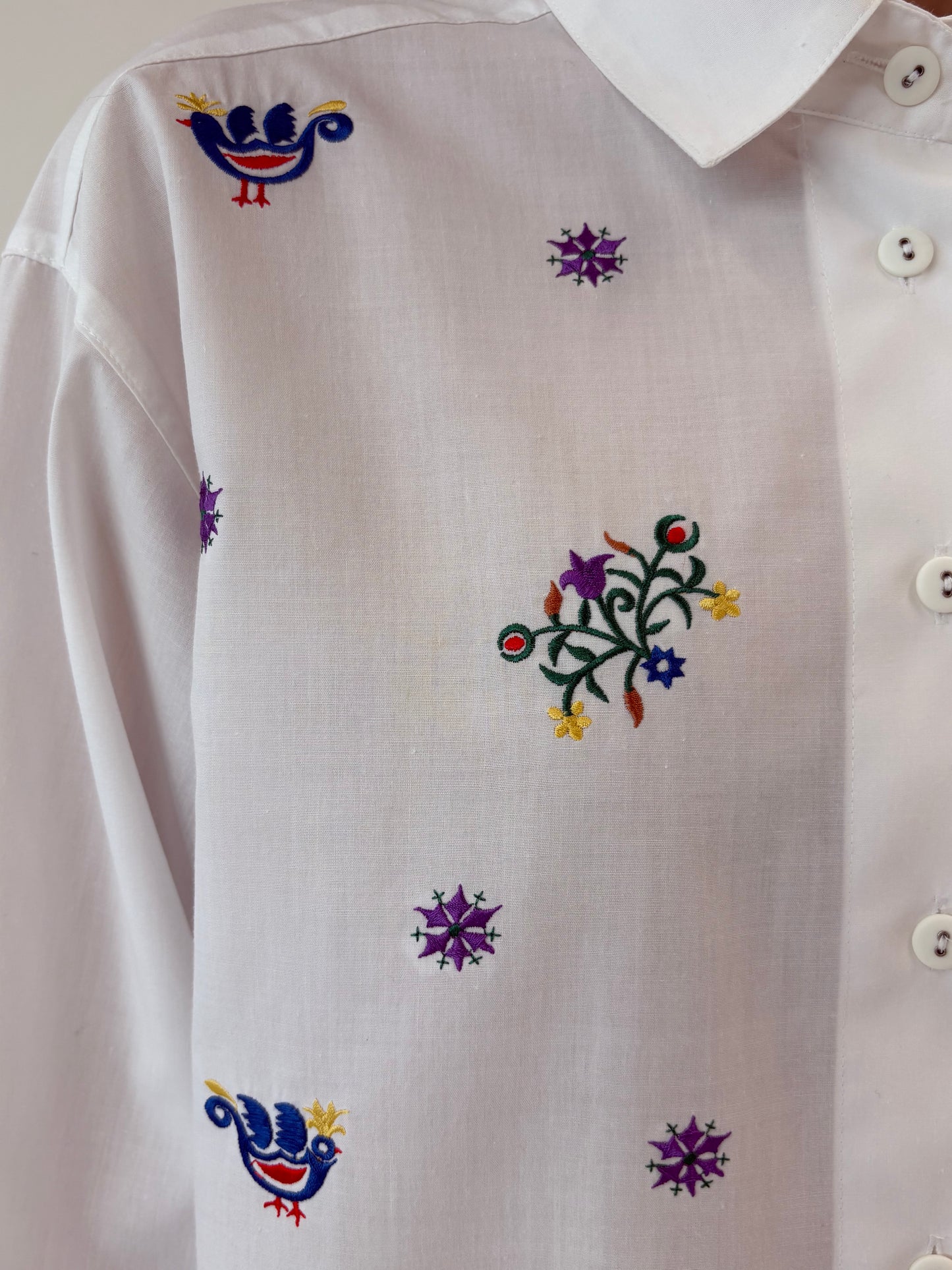 Cămașa vintage din bumbac cu broderie