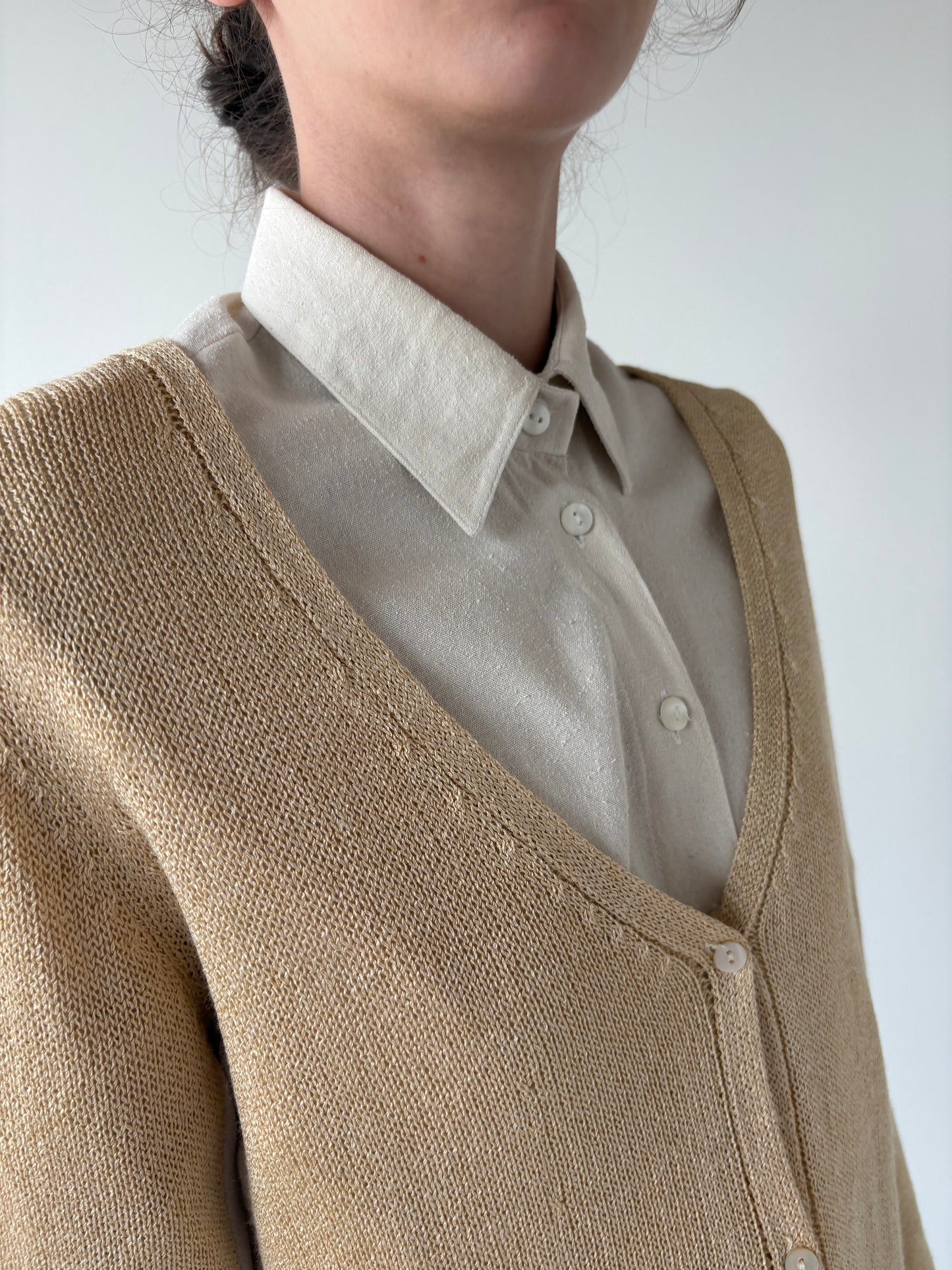 Cardigan italian camel din jerse excepțional de brand luxury
