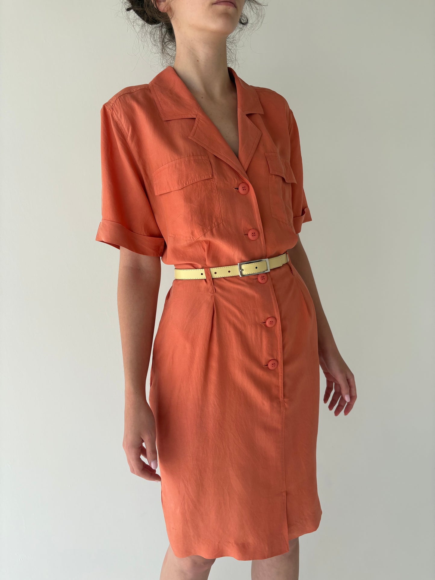 Rochie vintage din mătase naturală cu talie ultra înaltă marcată