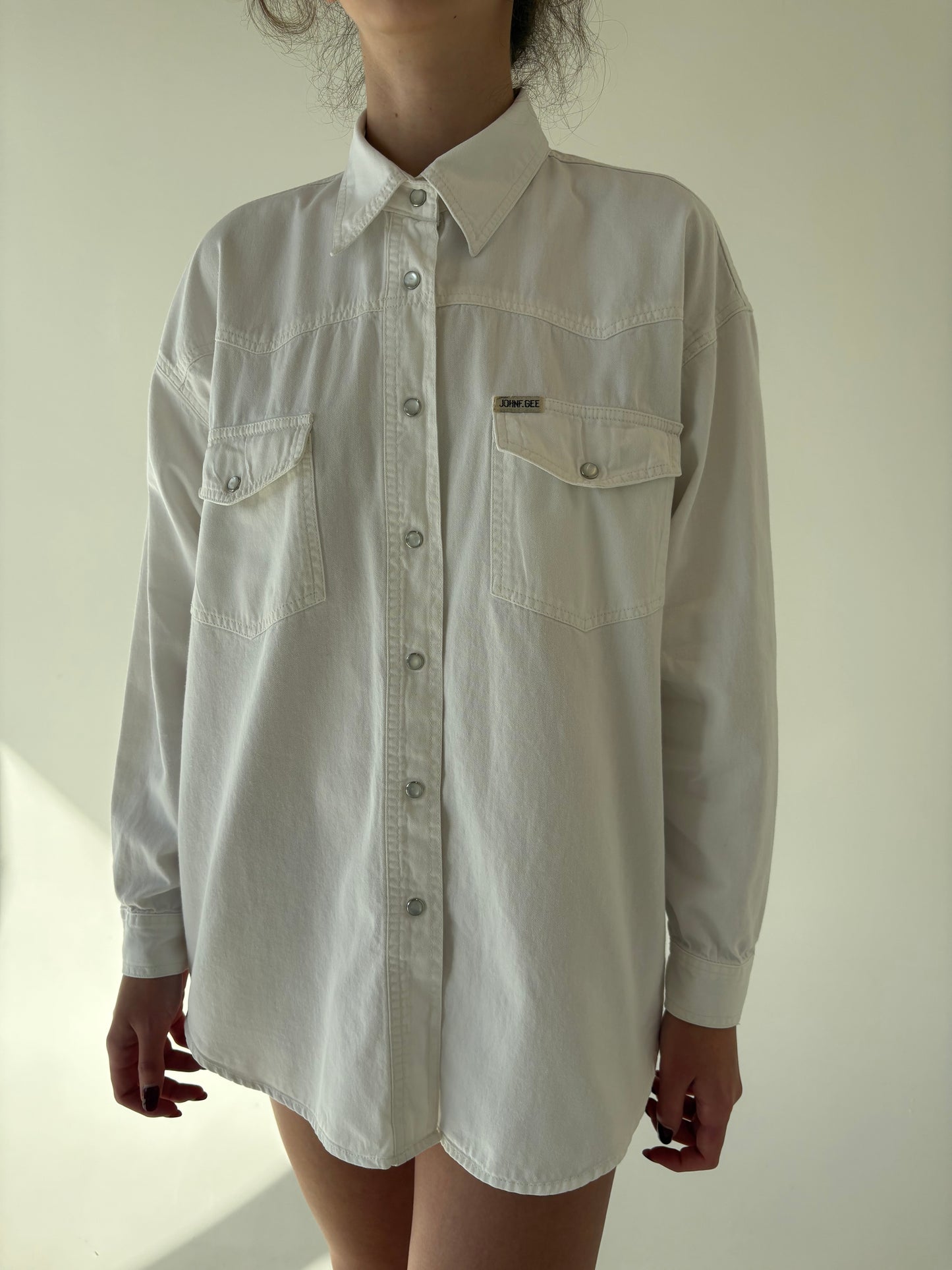 Cămașa vintage petite din jeans moale de bumbac