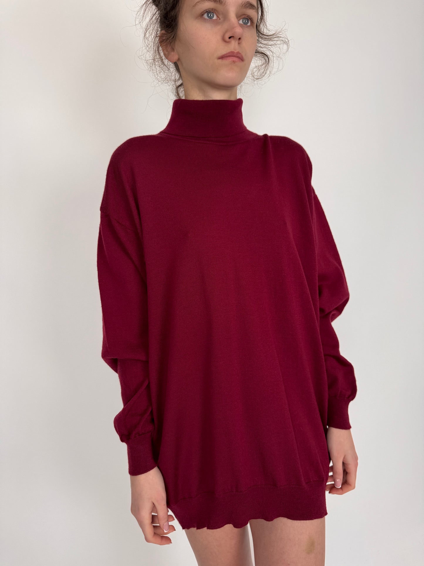 Maleta burgundy tall din lana merino extrafina