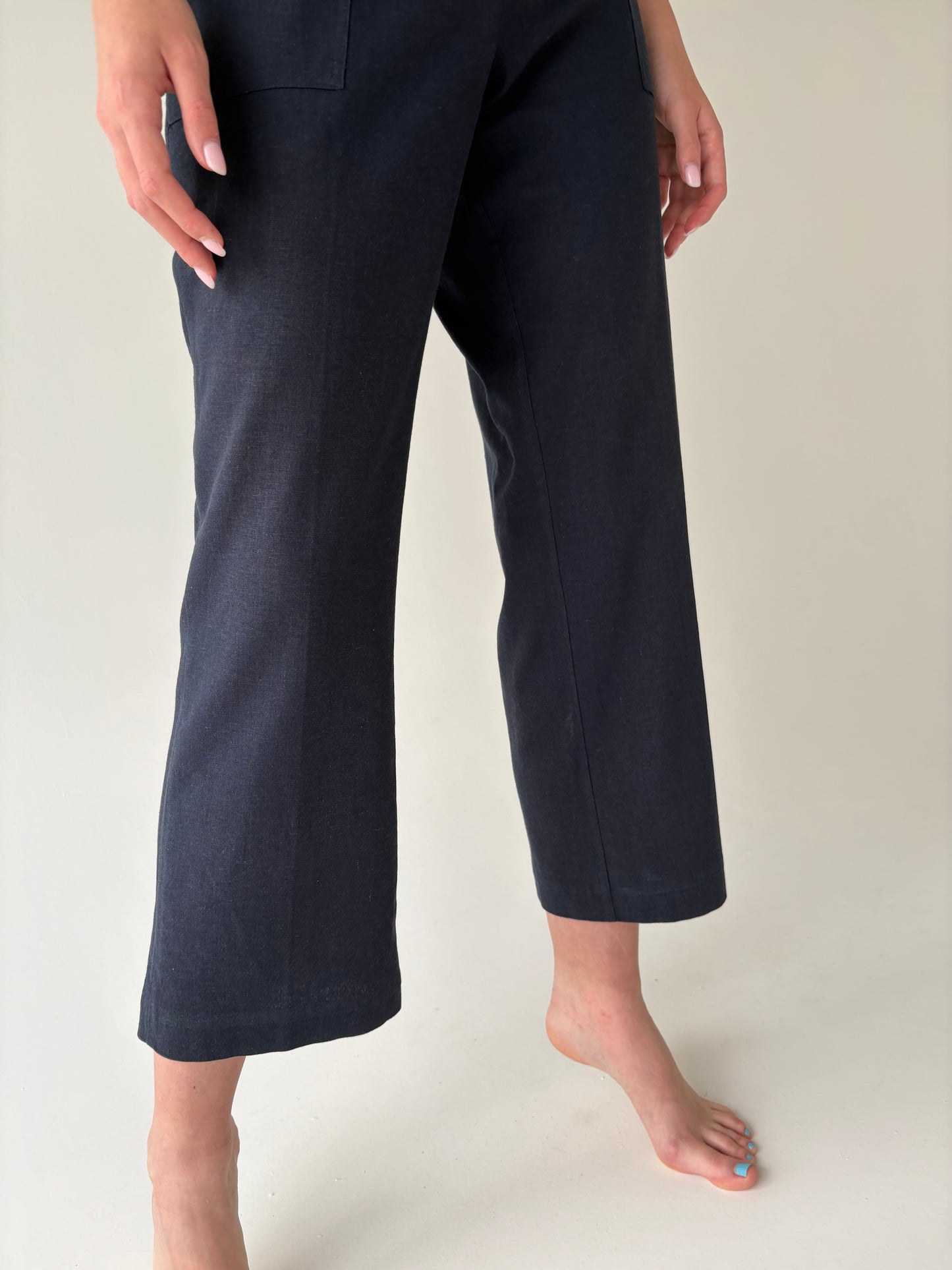 Pantaloni petite Navy blue din pânză