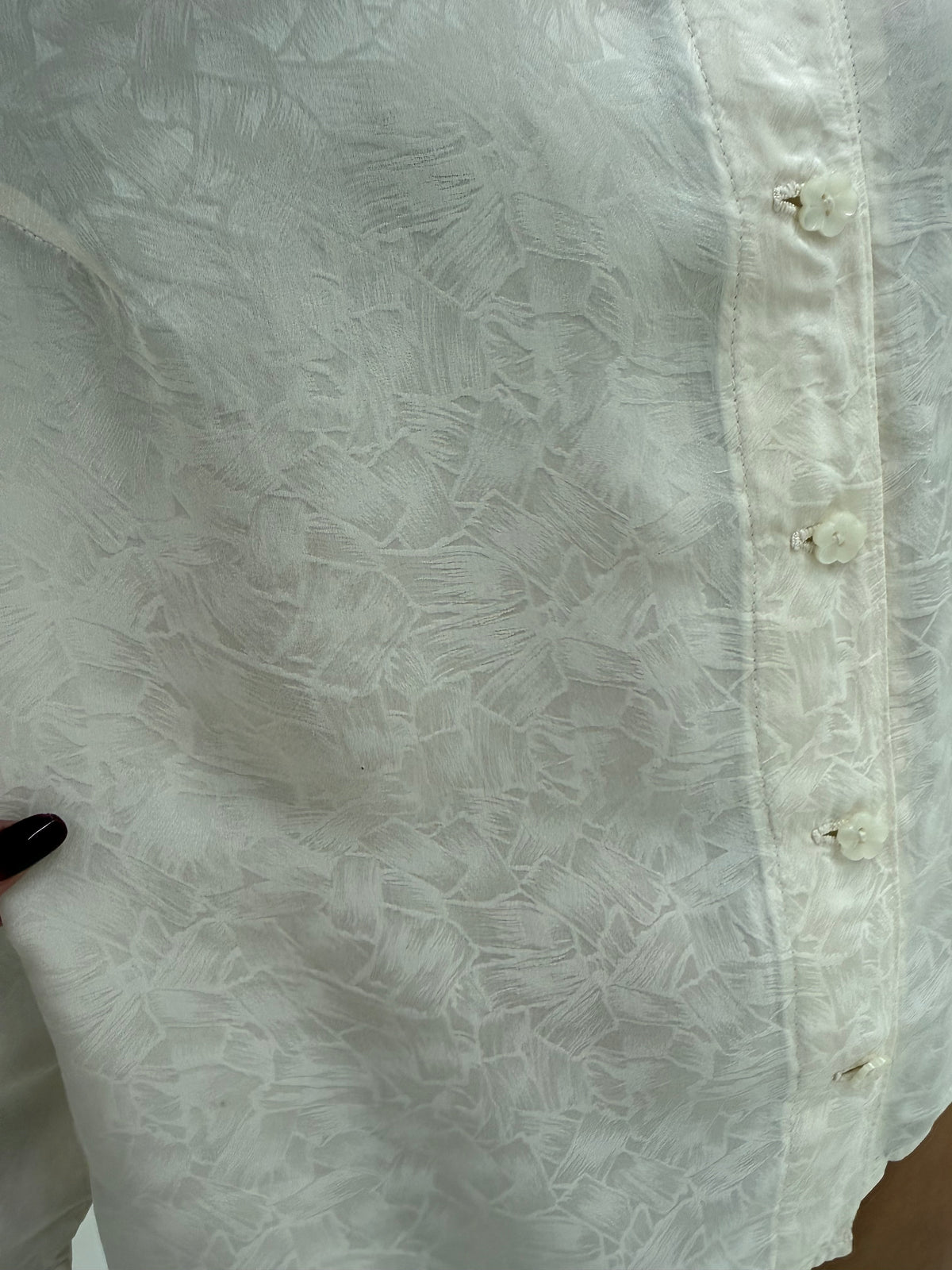 Cămașa vintage din mătase naturală cu print jacquard în croi lejer