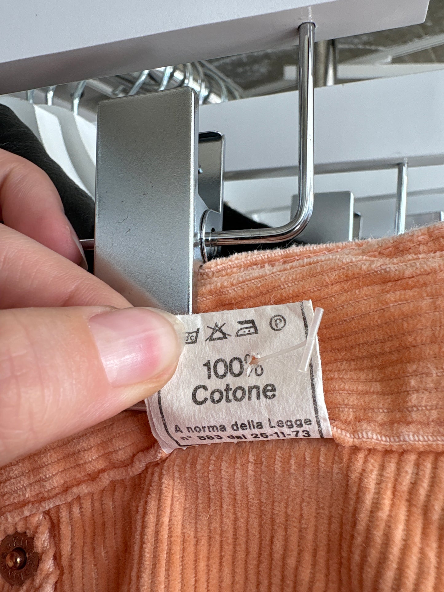 Pantaloni vintage din corduroy cu talie ultra înaltă marcată salmon orange