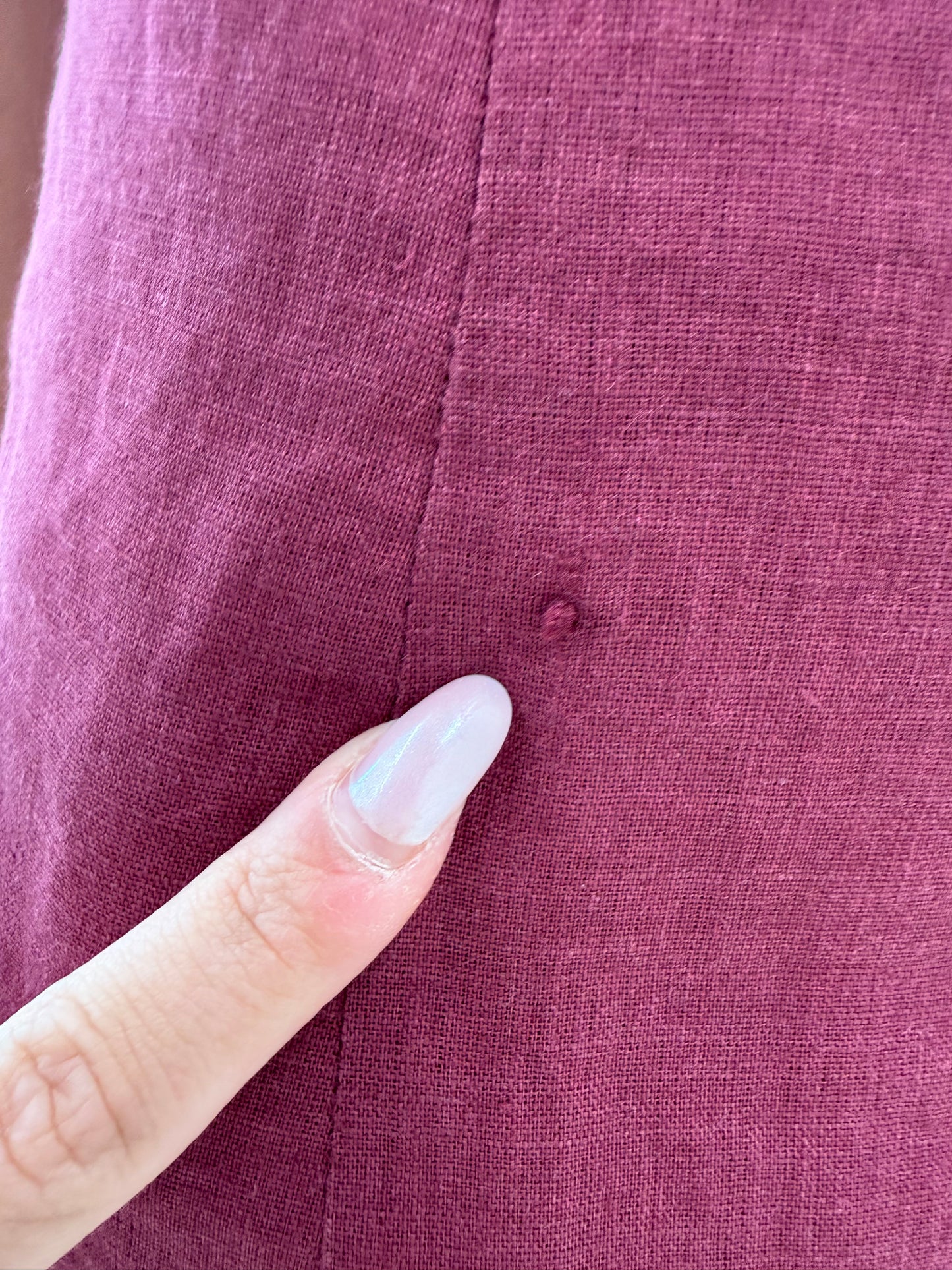 Rochie vintage maxi din in burgundy în croi chic minimalist