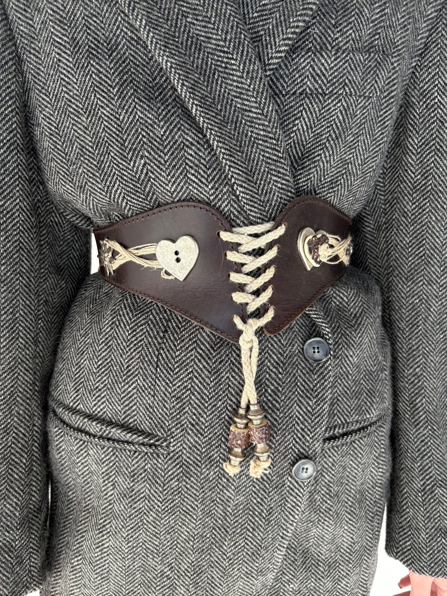 Centura vintage din piele naturală chocolate brown