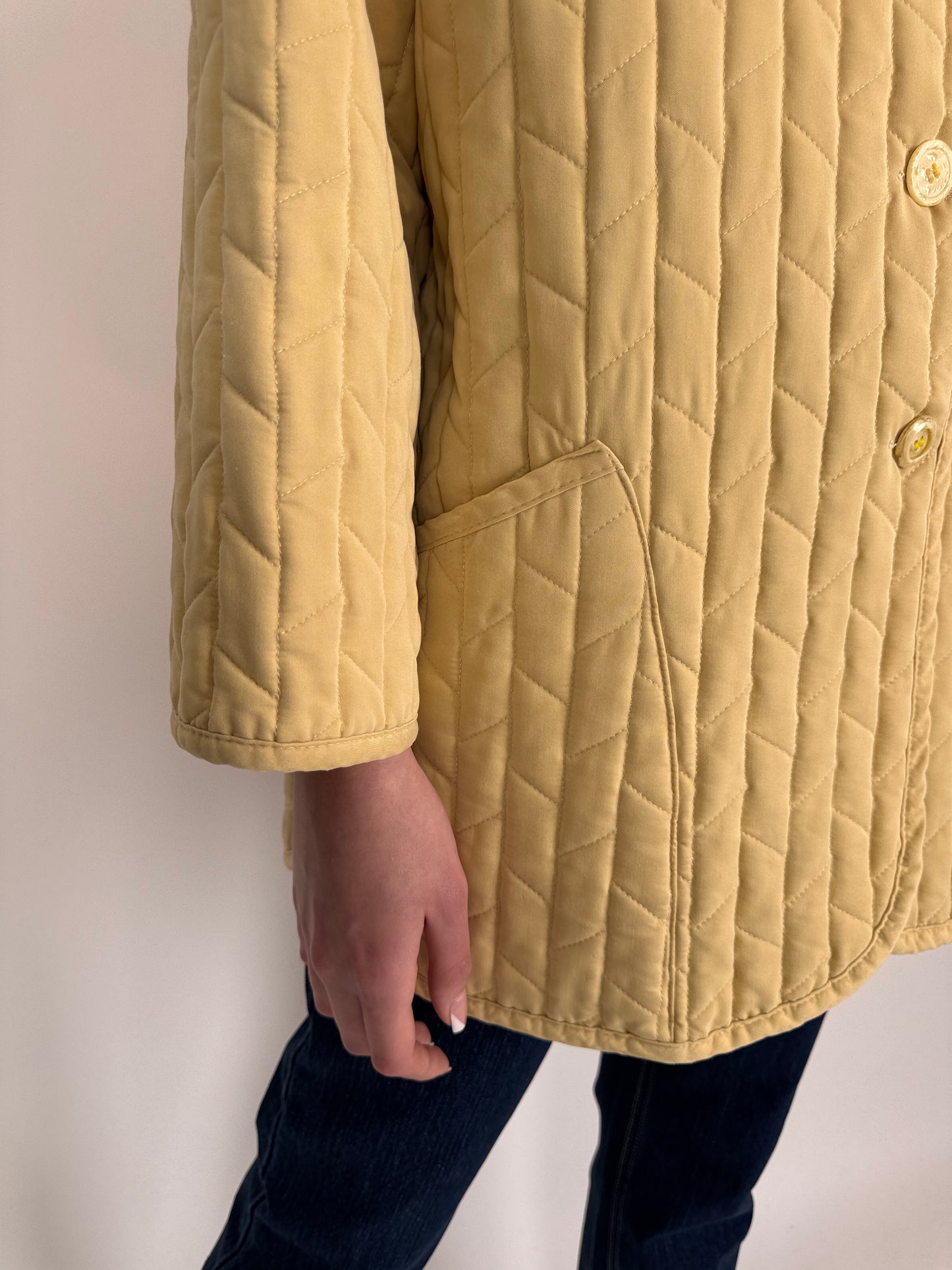 Geacă matlasata petite subțire butter Yellow în croi clasic