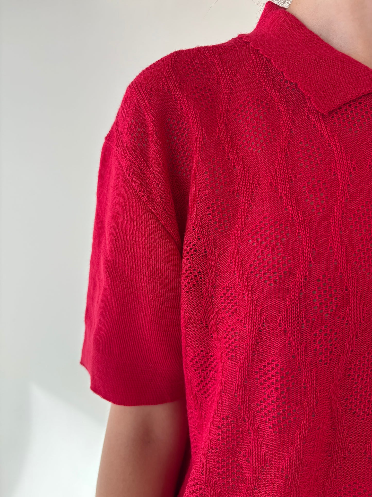 Top vintage polo roșu superb din jerse