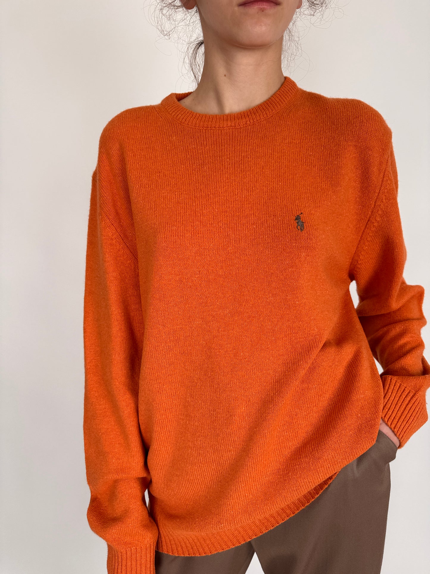 Pulover tall Ralph Lauren din cașmir și lana extrafina tangerine orange