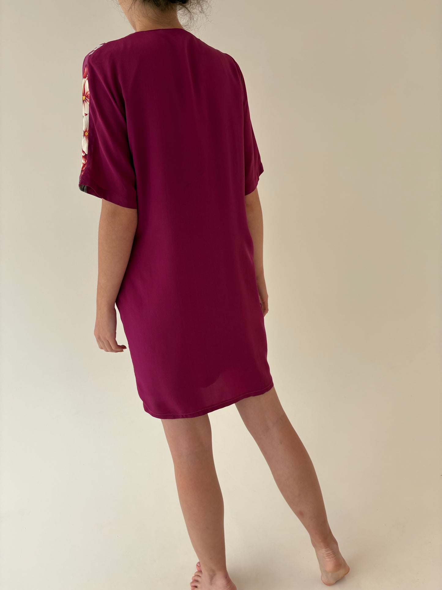 Rochie vintage din mătase naturală în nuanțe superbe cu bust petrecut