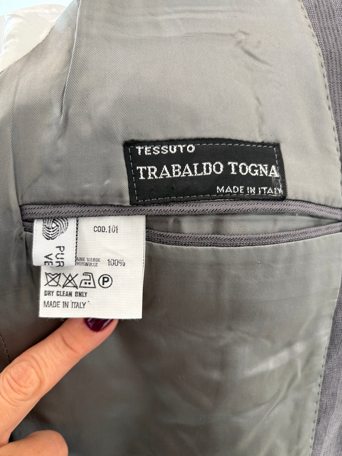 Sacou în dungi fine texturate italian din lana pura virgină certificată