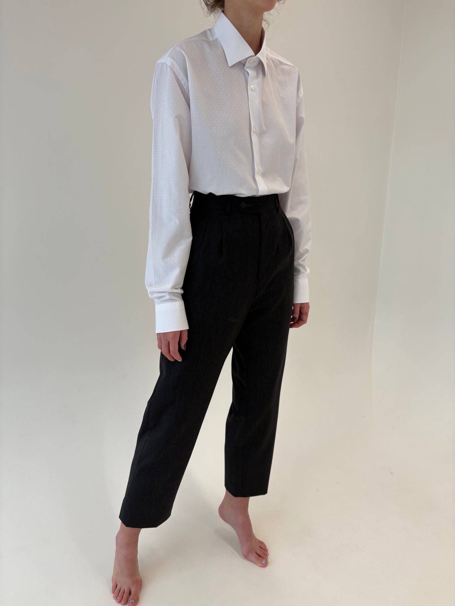Costum italian charcoal gray din 3 piese și lana extrafina