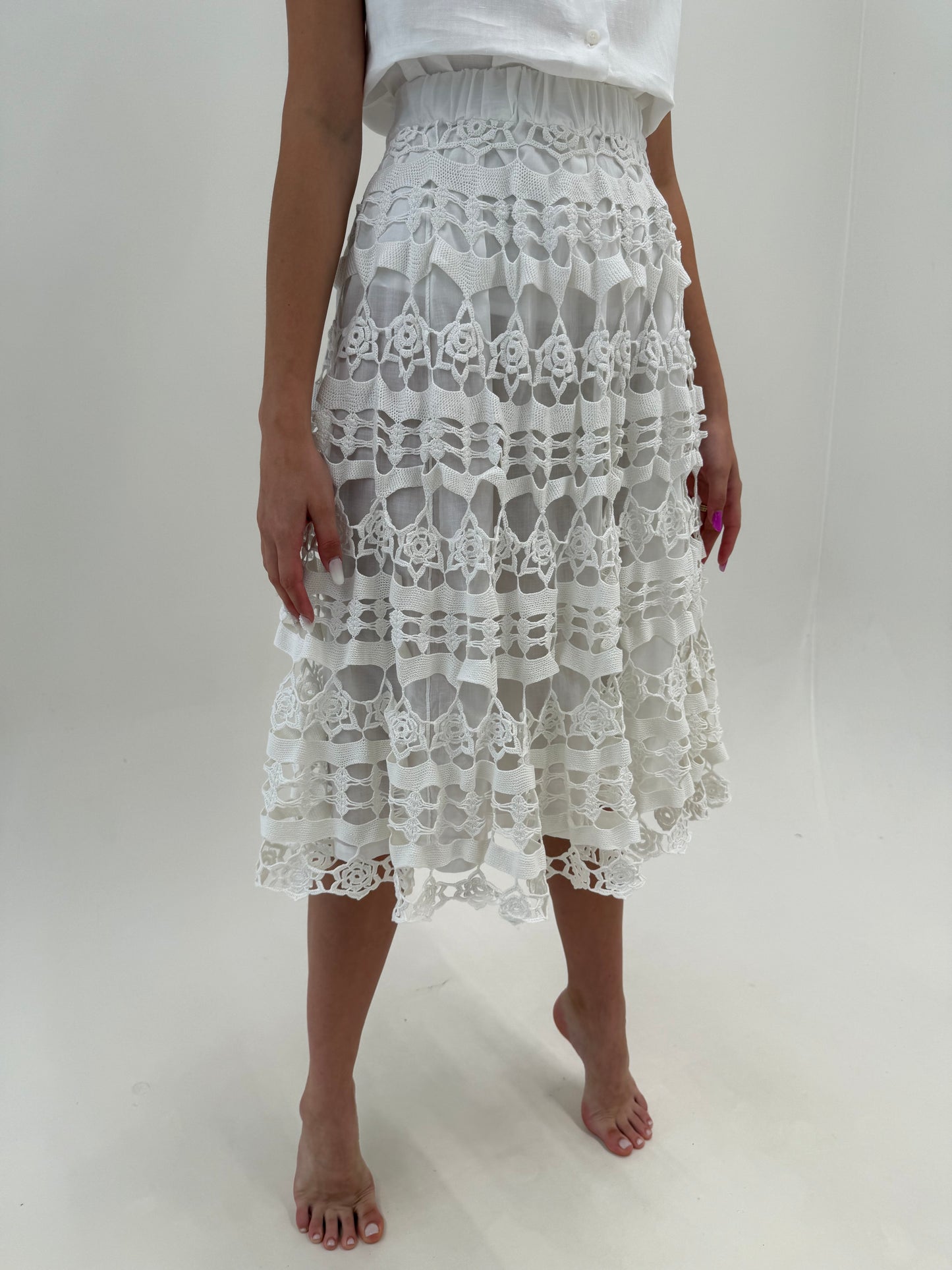 Fustă bijuterie din macrame lucrat manual midi lung