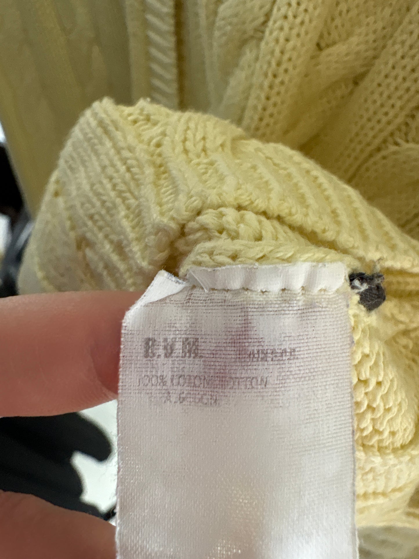 Cardigan luxury Les Copains butter yellow din bumbac cu torsade