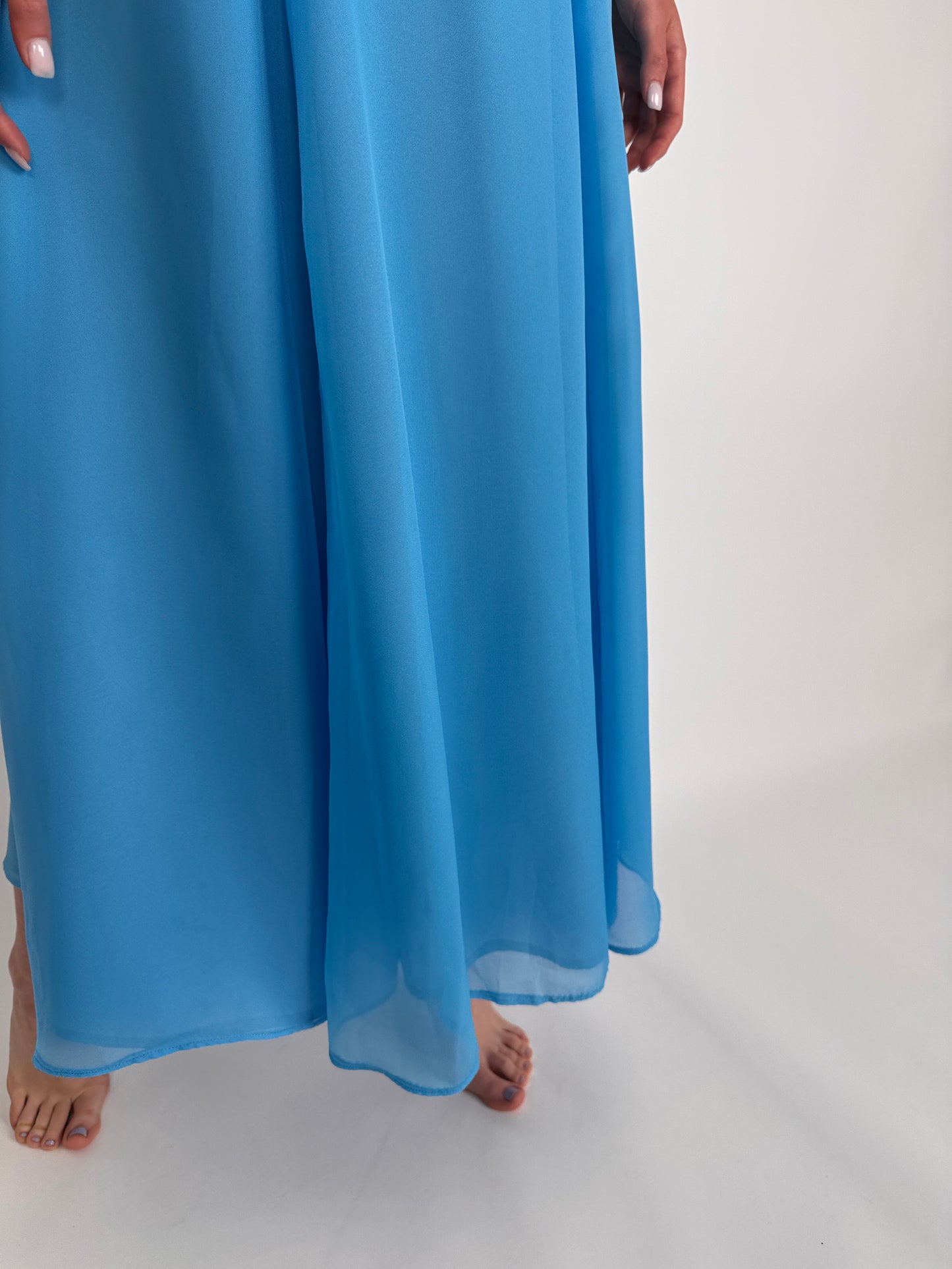 Rochie vintage albastru ciel cu talie ultra înaltă Empire