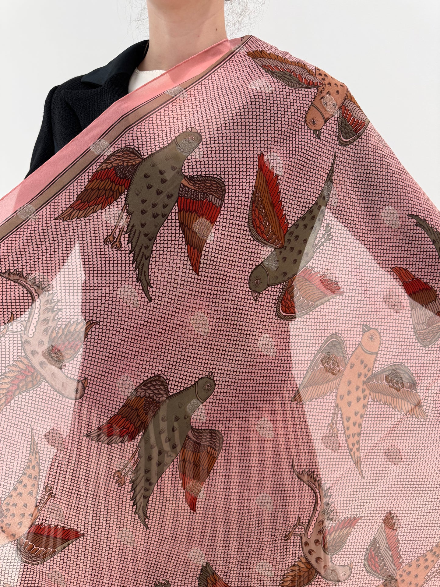 Eșarfă dusty powder Pink din Georgette de mătase naturală